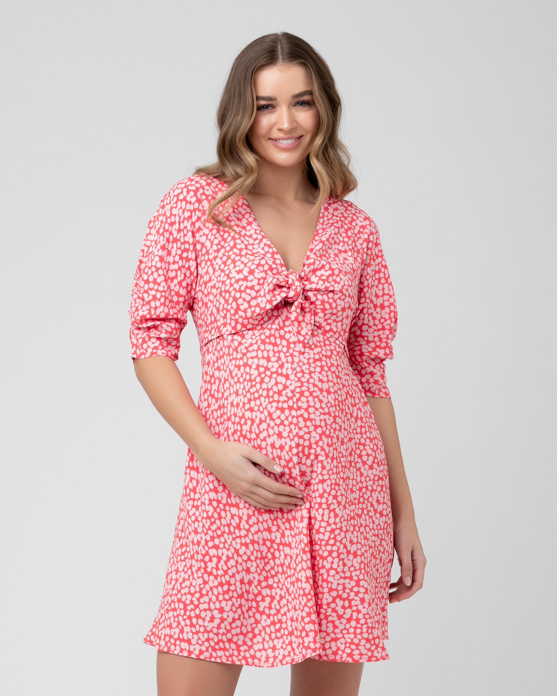 Harriet Tie Front Dress Red / Lilac