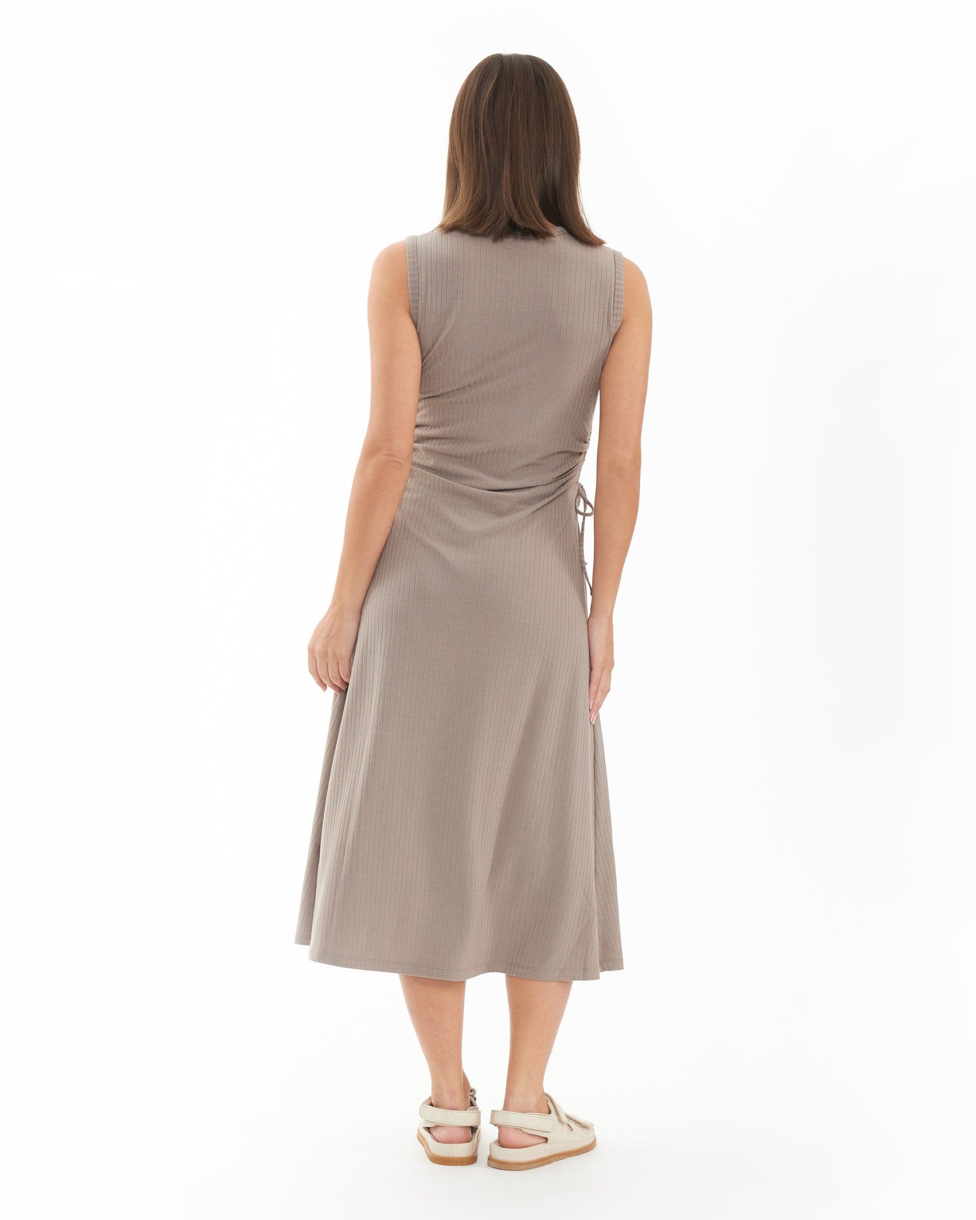 Carol Rib A-line Dress Taupe
