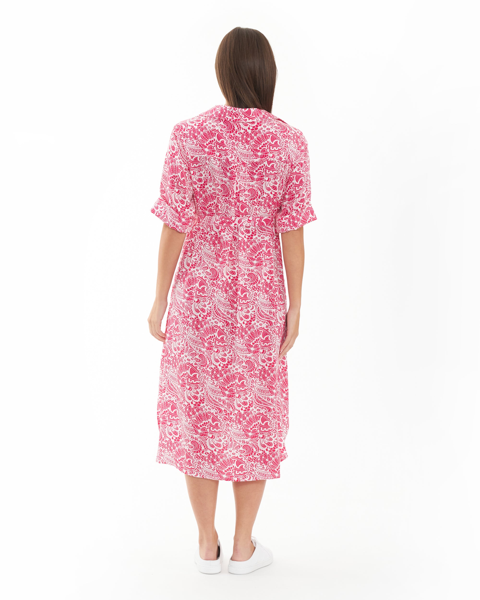 Janis Shirt Dress Hot Pink / White