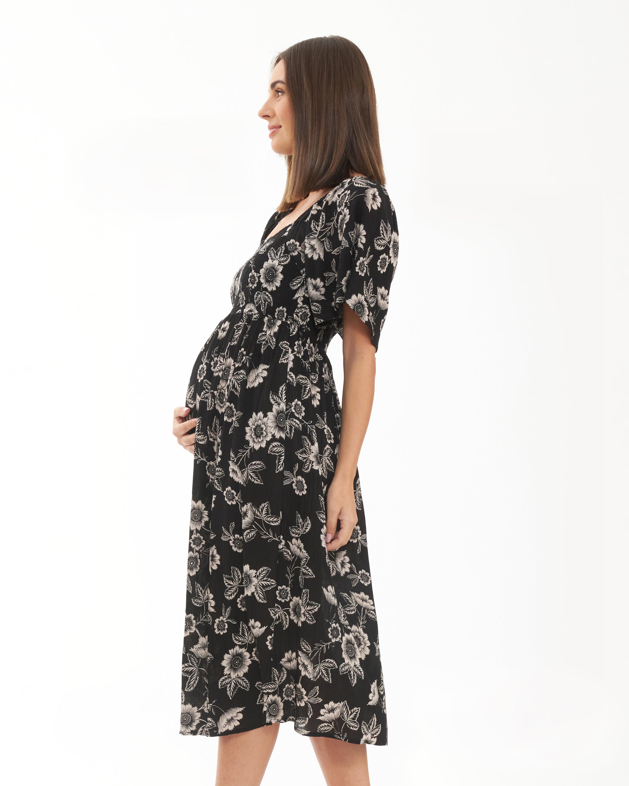 Trina Shirred Dress Black / Natural