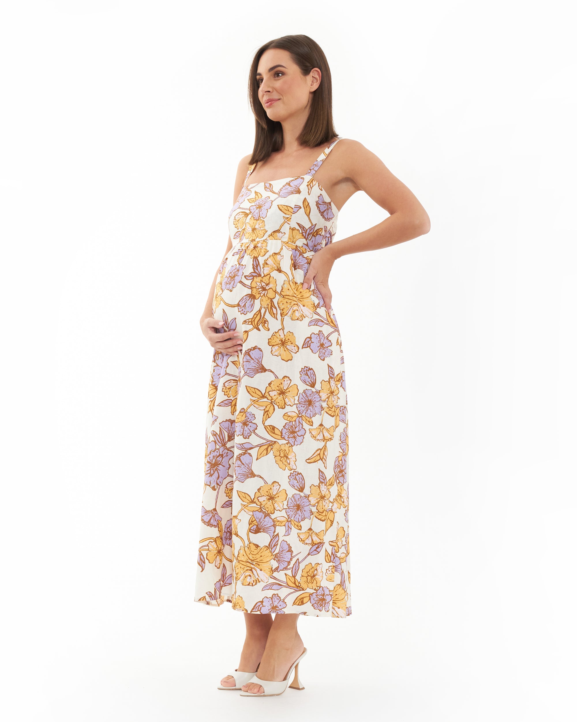 Maya Tie Back Linen Dress Natural