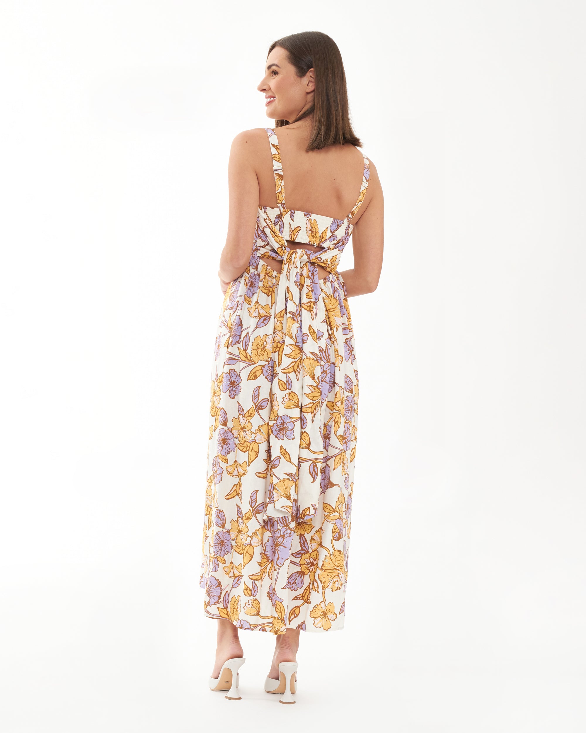 Maya Tie Back Linen Dress Natural