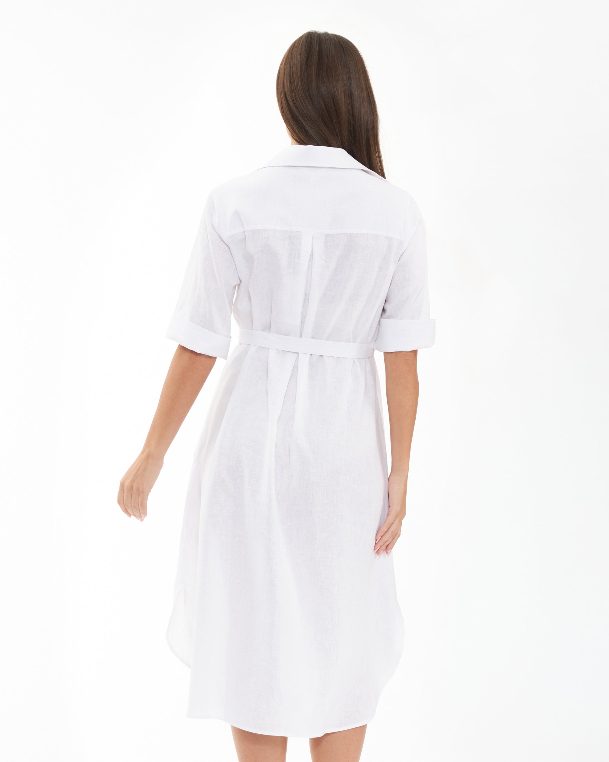 Molly Linen Shirt Dress  White