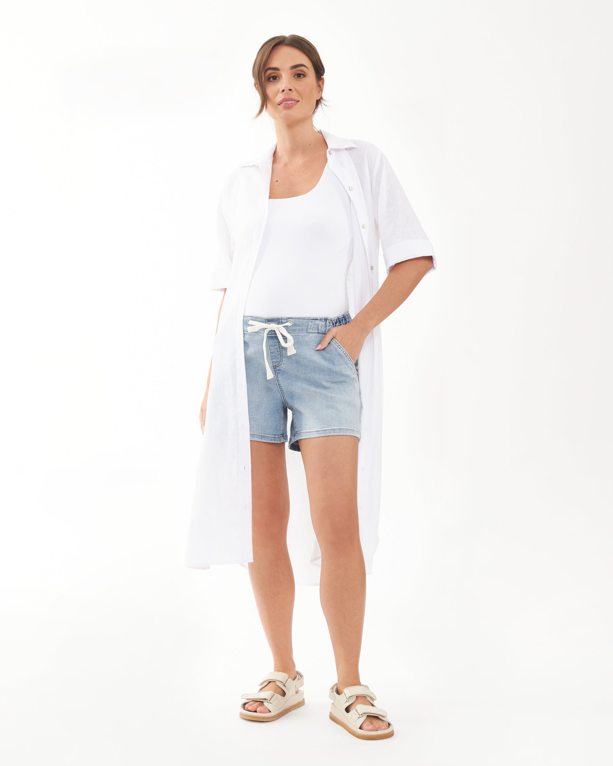 Molly Linen Shirt Dress White