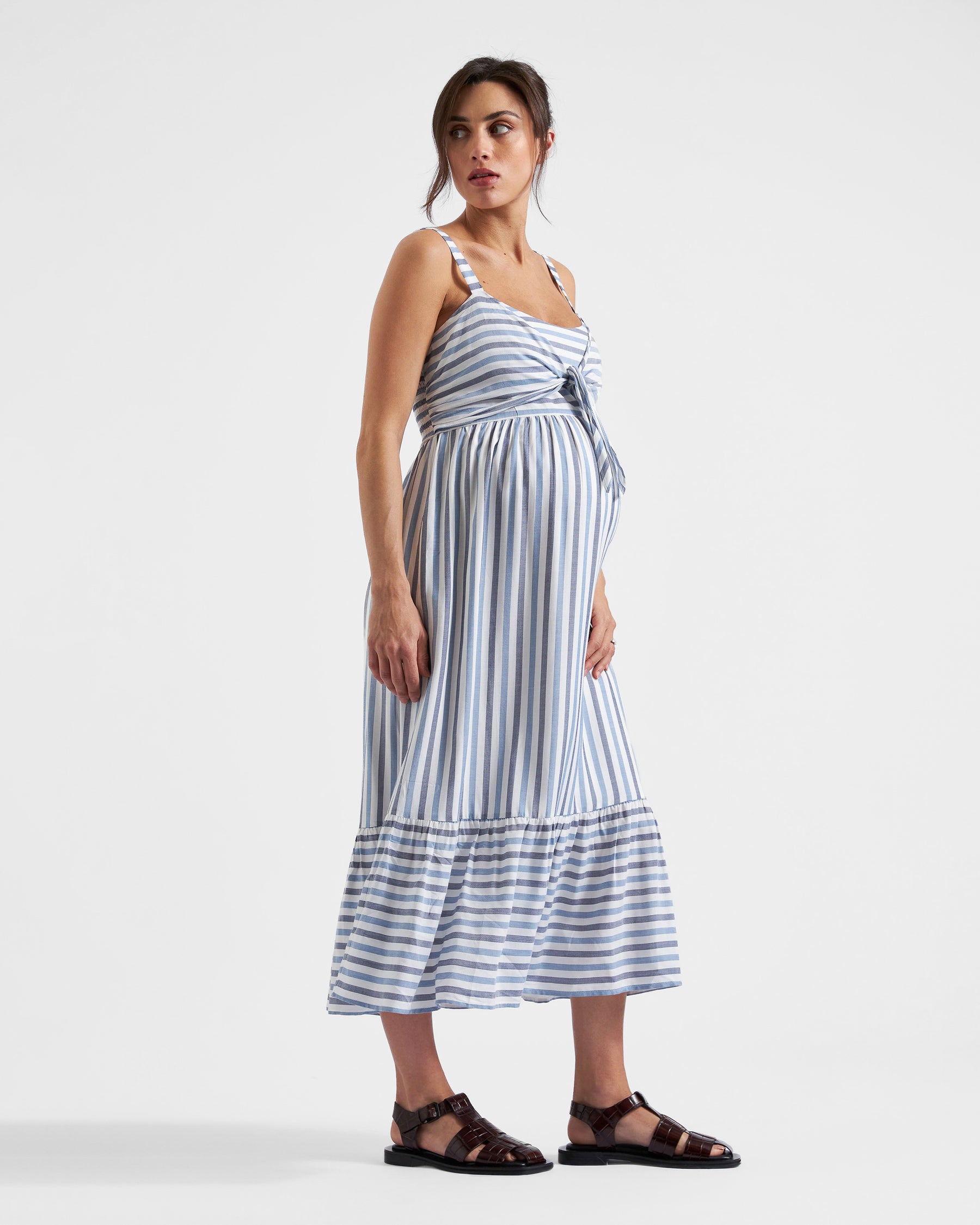 Lana Tie Front Dress Sky Blue / Navy / White