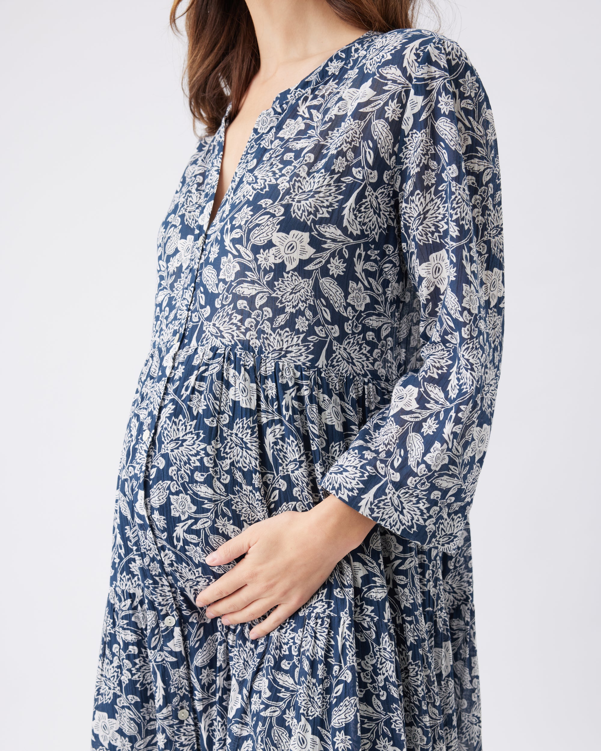 Ezra Tiered Dress Ink / White