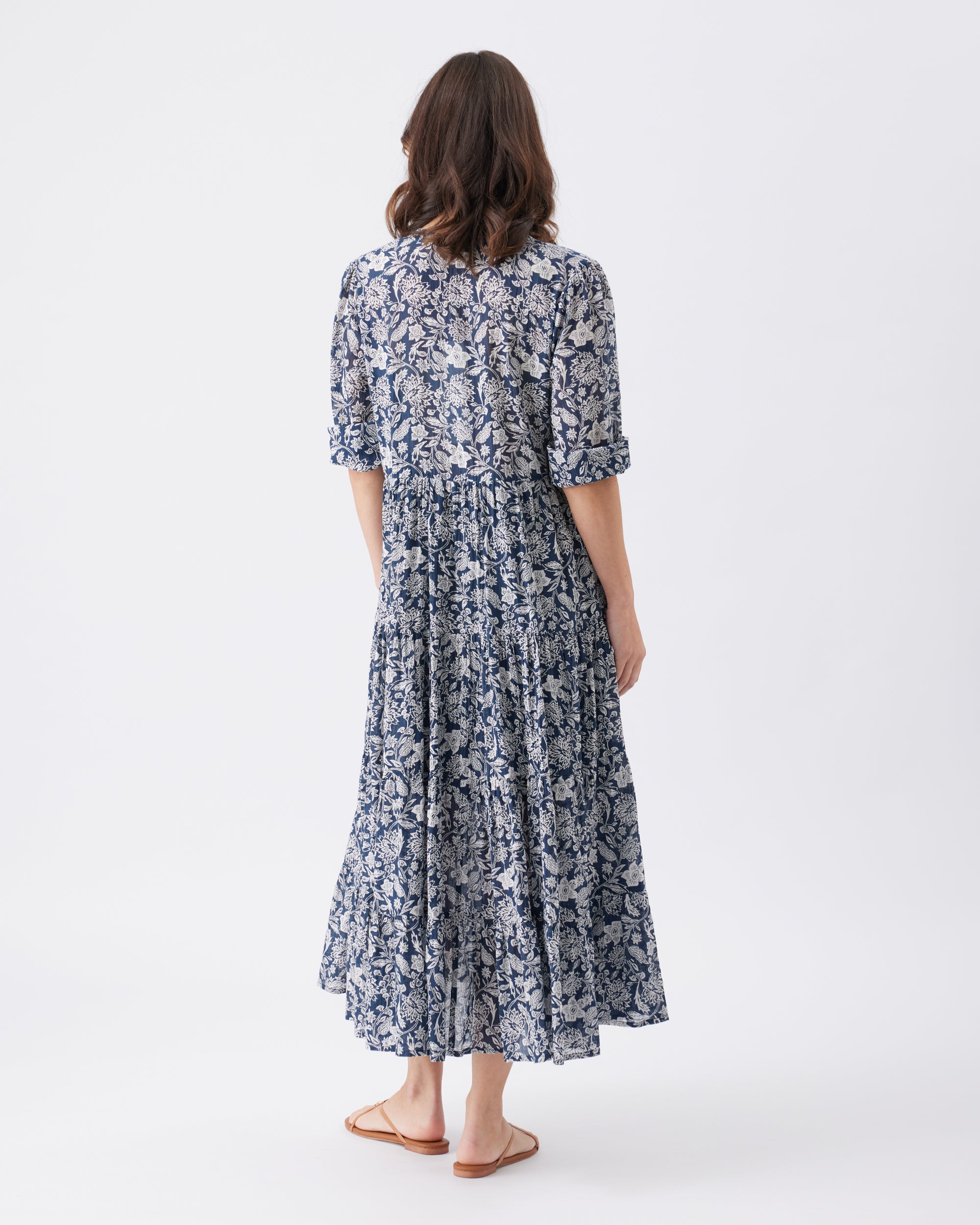 Ezra Tiered Dress Ink / White