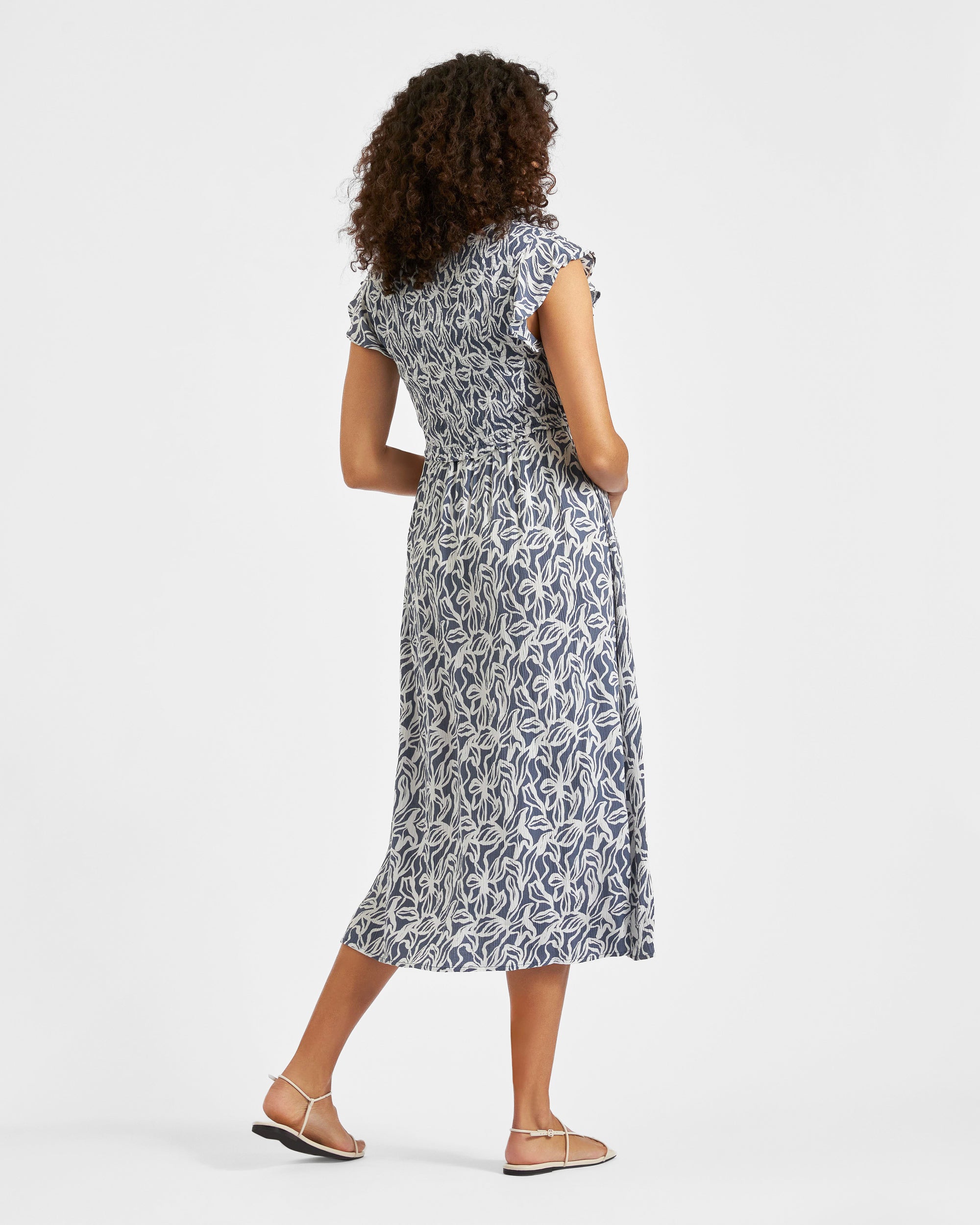 Edie Nursing Dress Washed Indigo / White