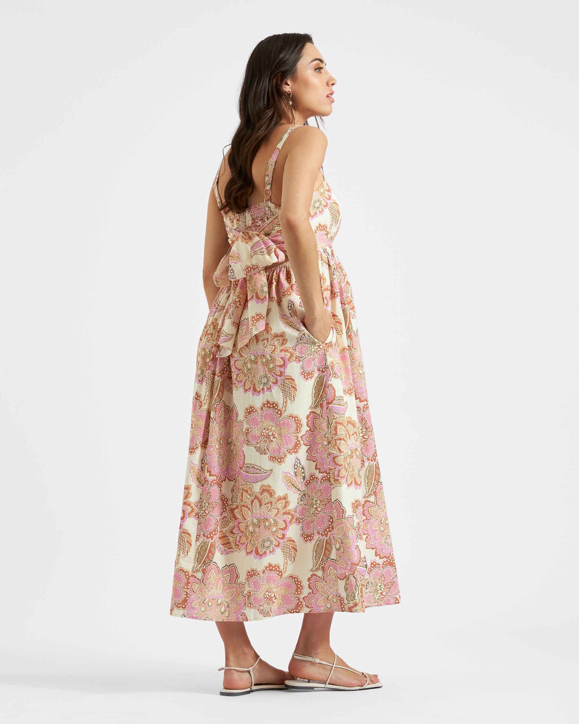 Hope Tie Back Linen Dress Natural