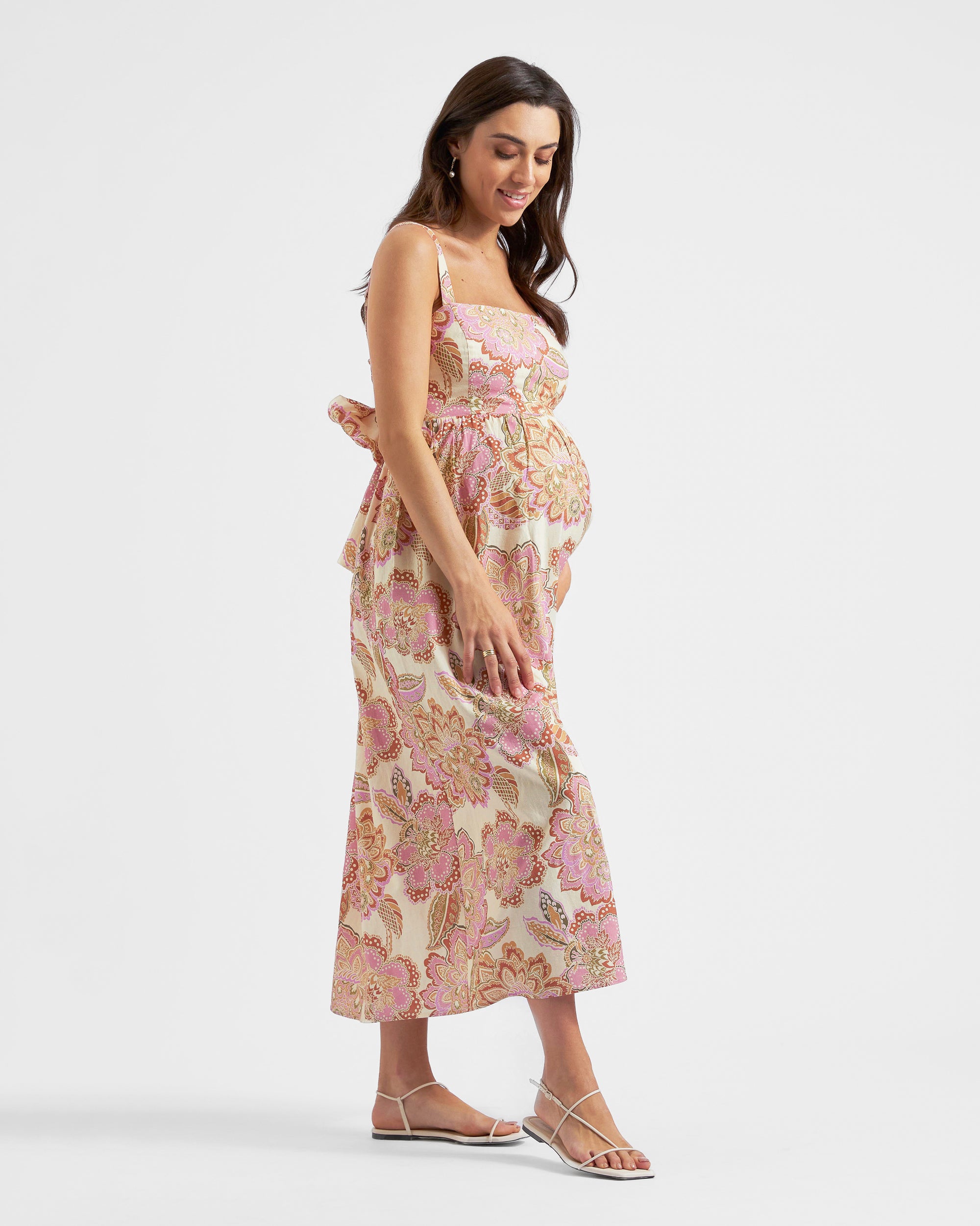 Hope Tie Back Linen Dress Natural