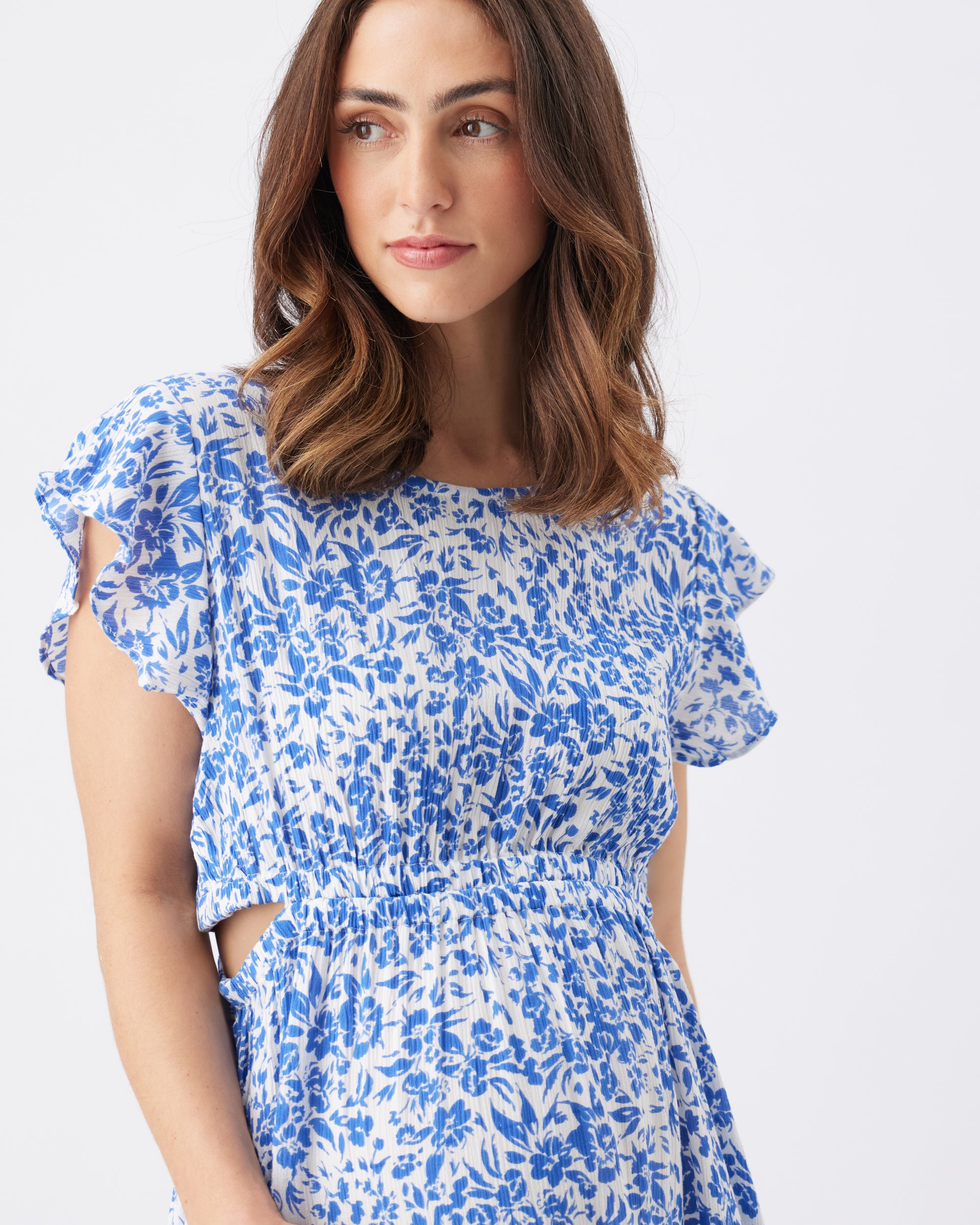 Pippa Cut Out Dress Royal / White