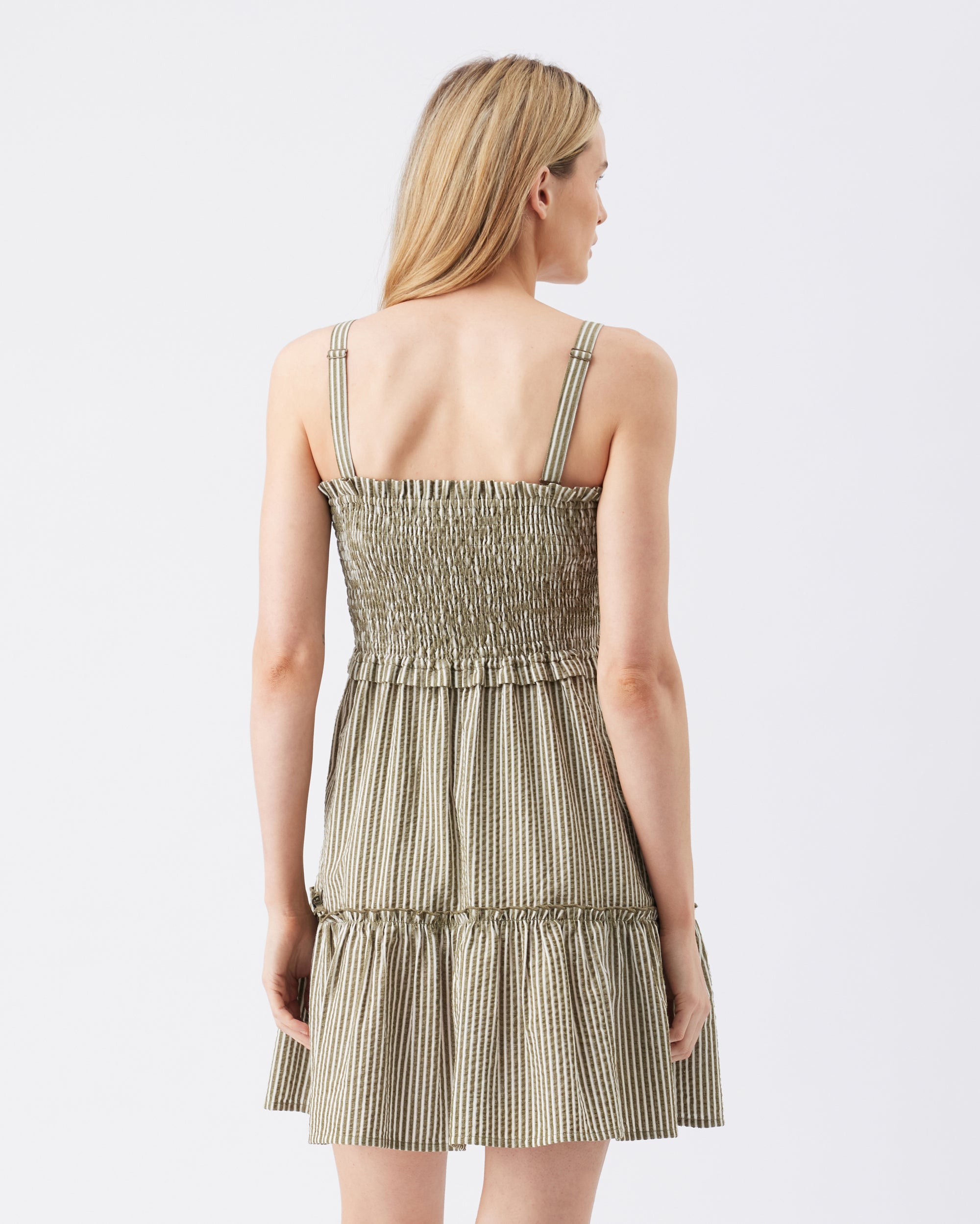 Gabby Tiered Dress Khaki / White