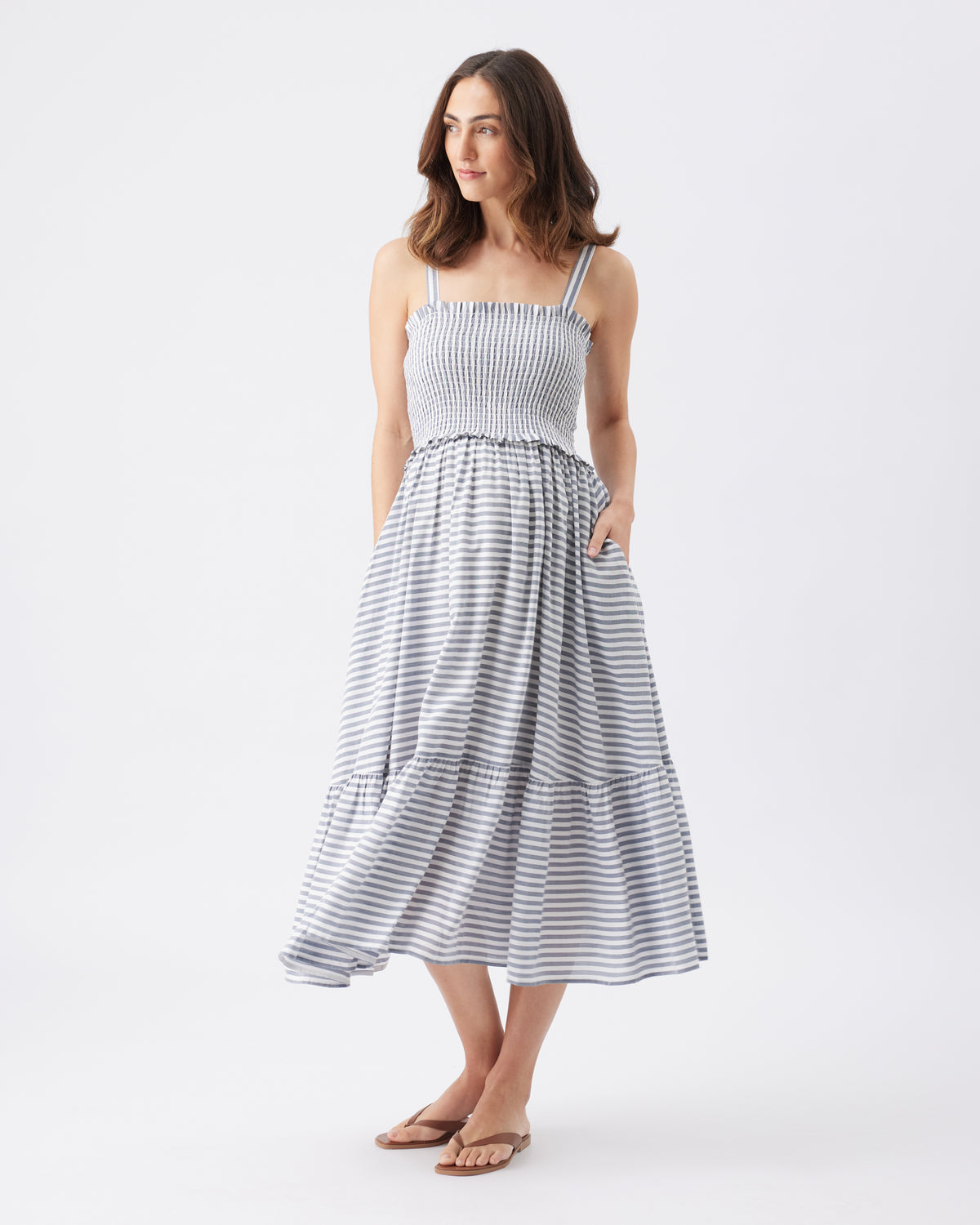 Sofia Stripe Dress Indigo / White