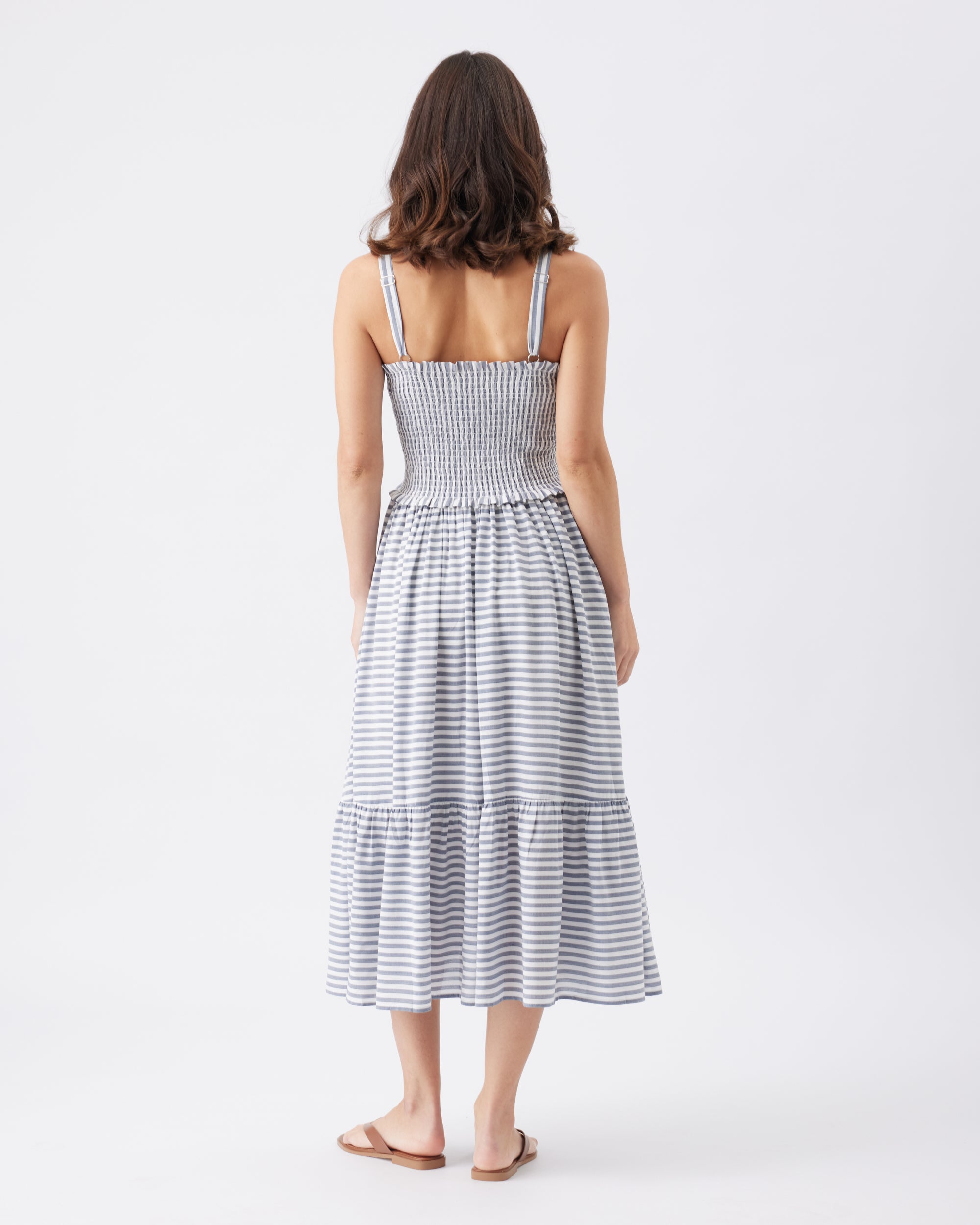 Sofia Stripe Dress Indigo / White