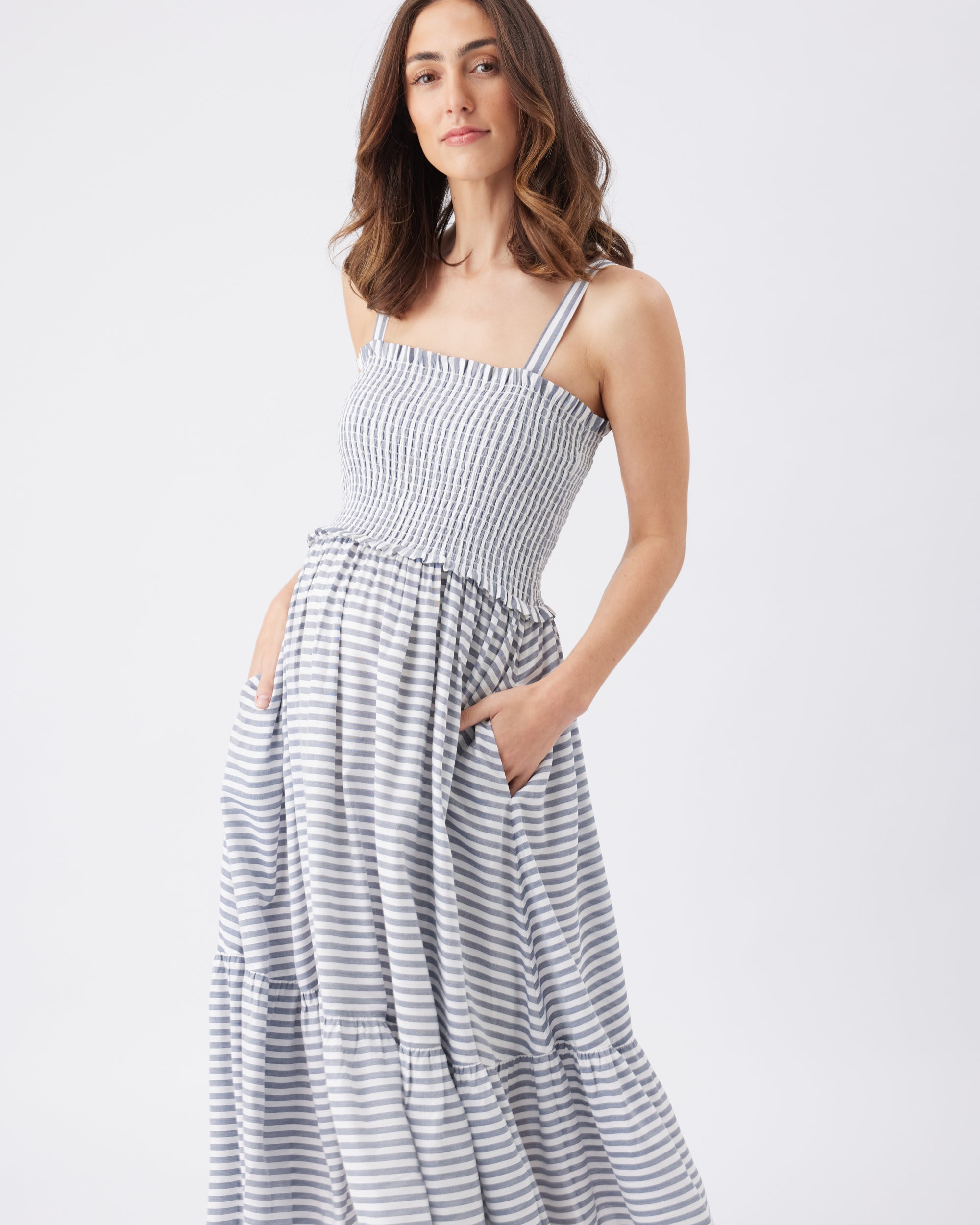 Sofia Stripe Dress Indigo / White