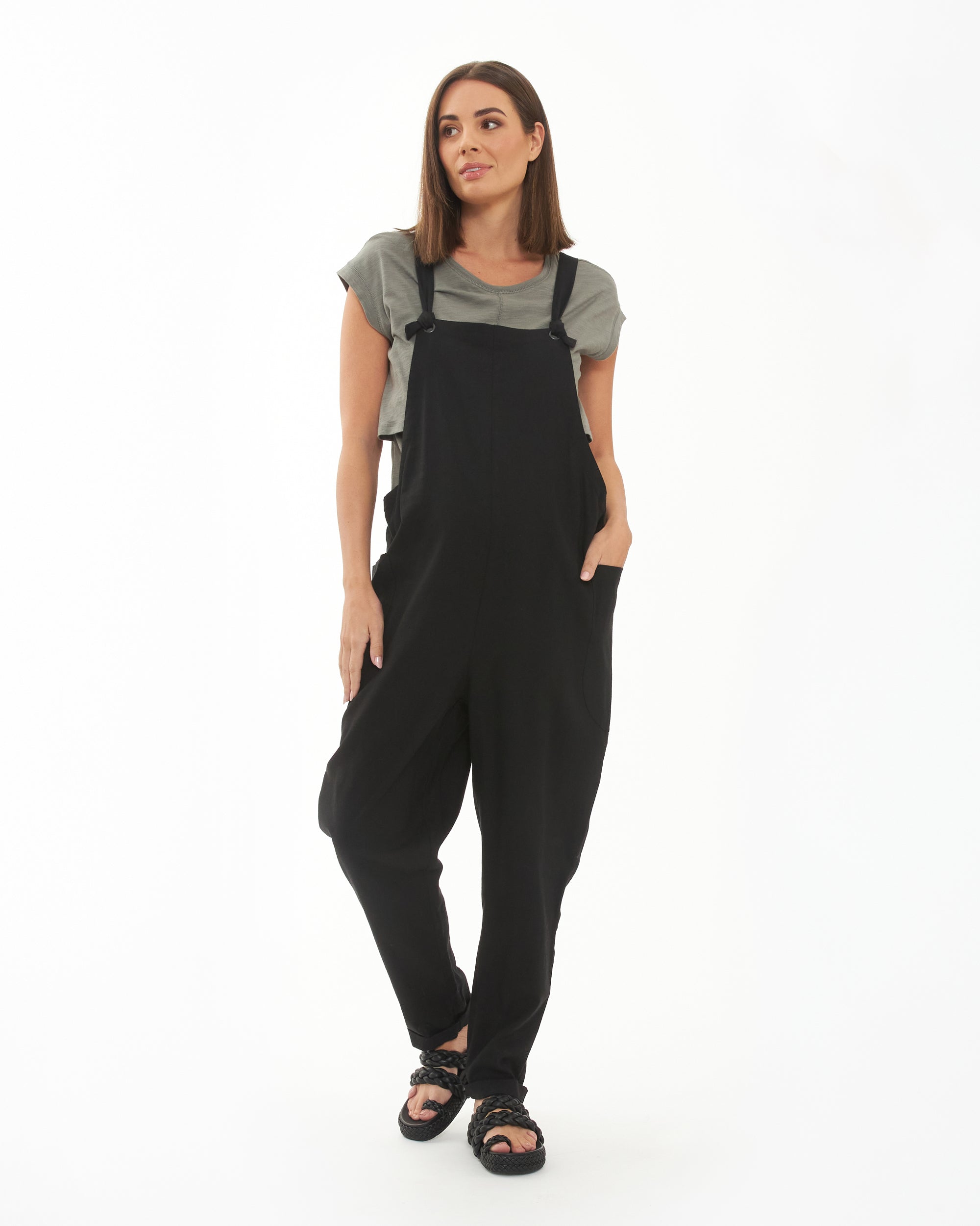 Linen 2024 black jumpsuit