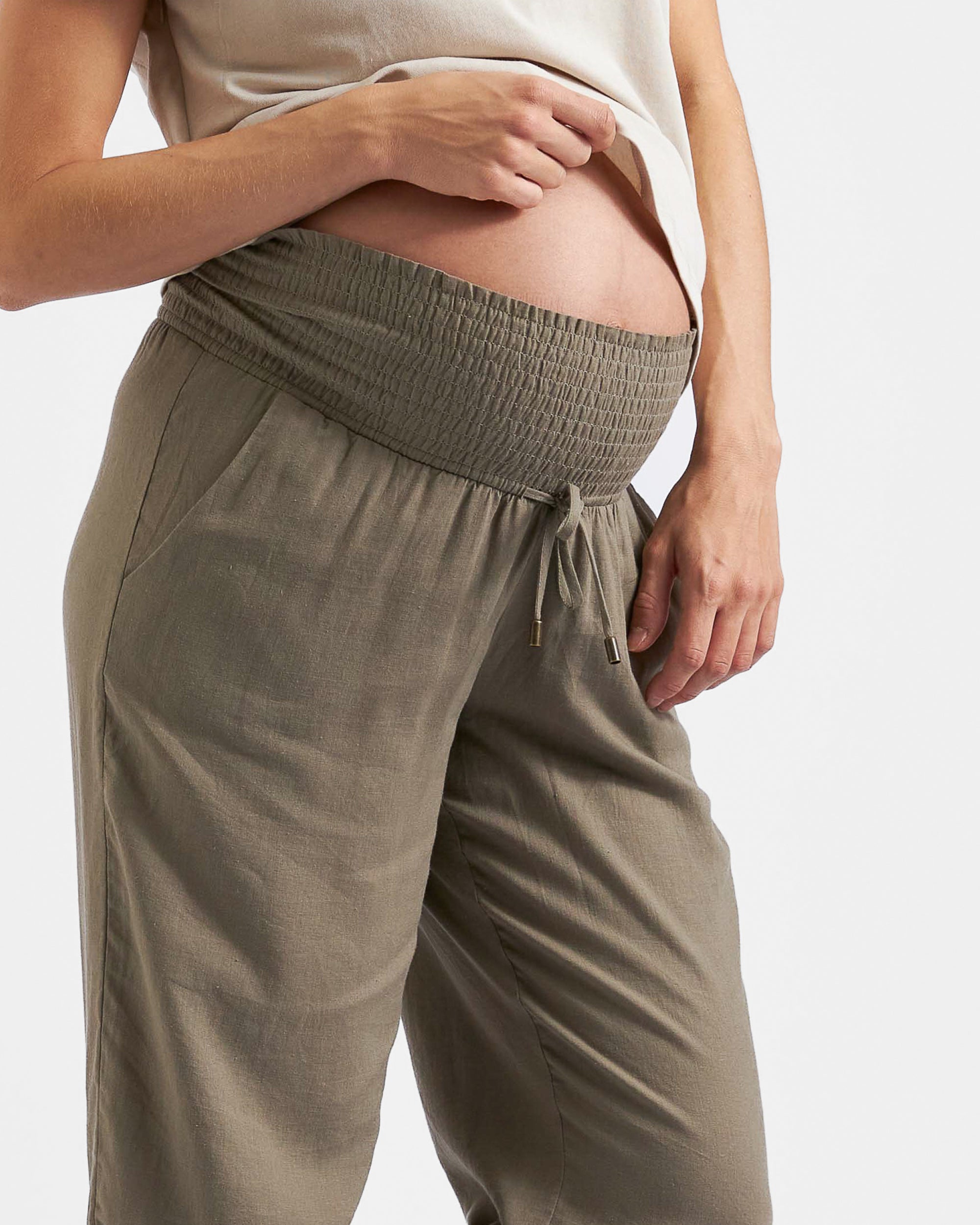 Indi Wide Leg Linen Pant Olive