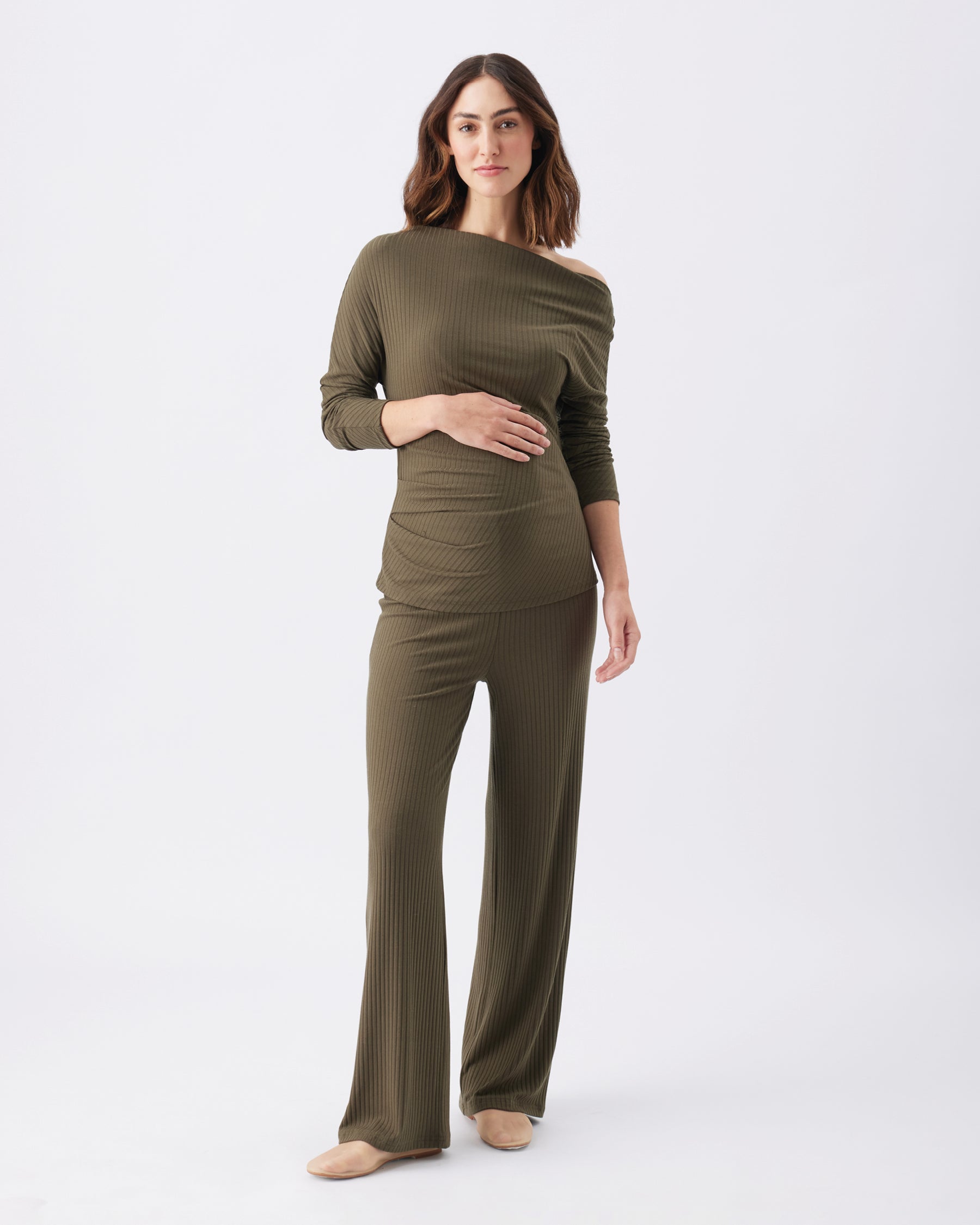 Cindy Rib Pant Khaki