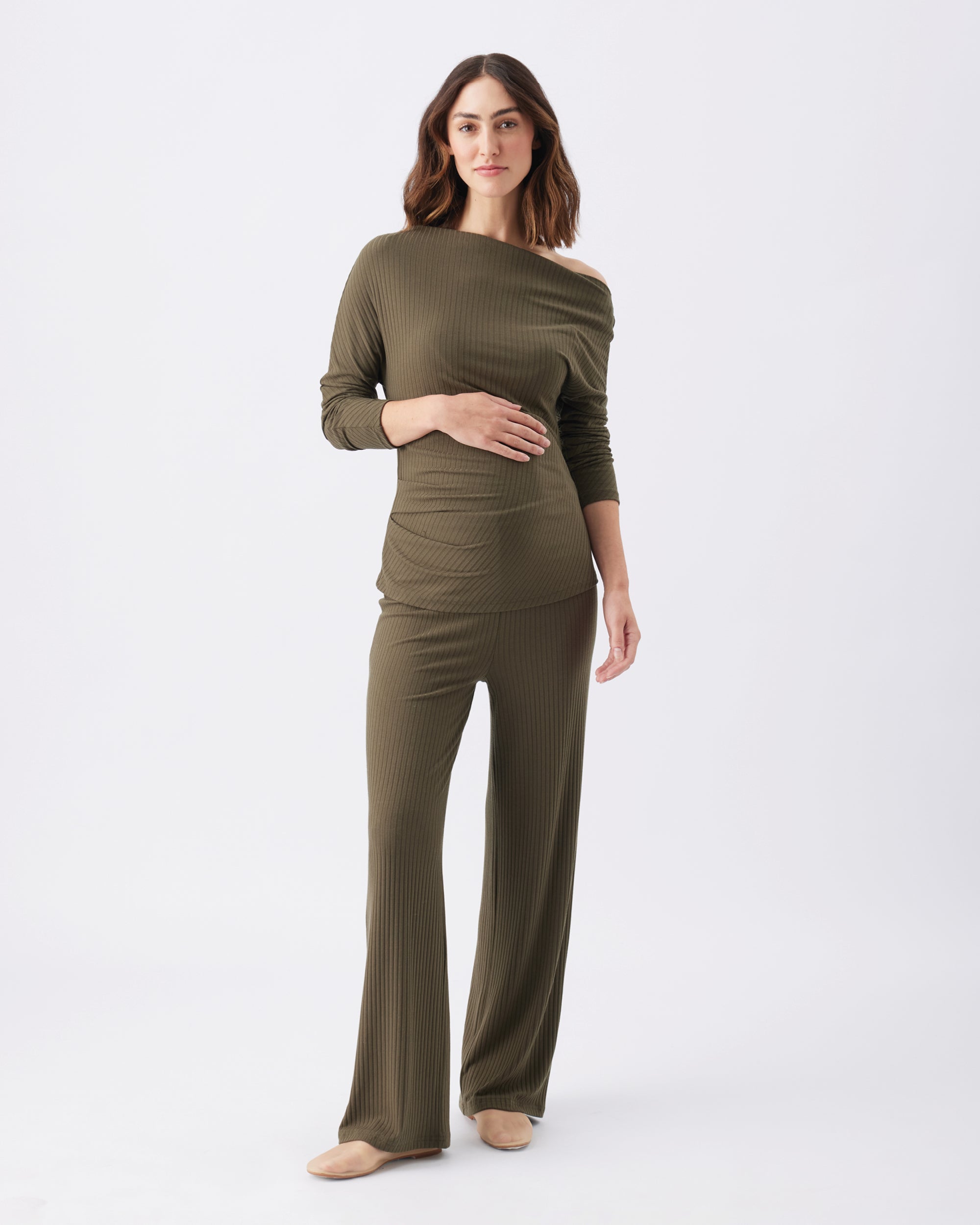 Cindy Rib Pant Khaki