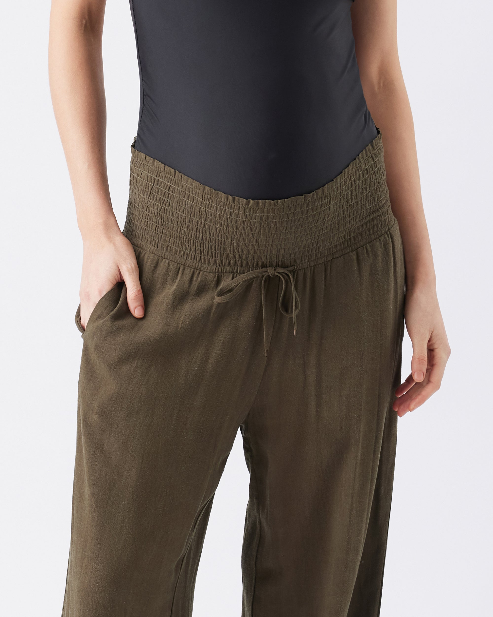 Marlow Shirred Pant Khaki