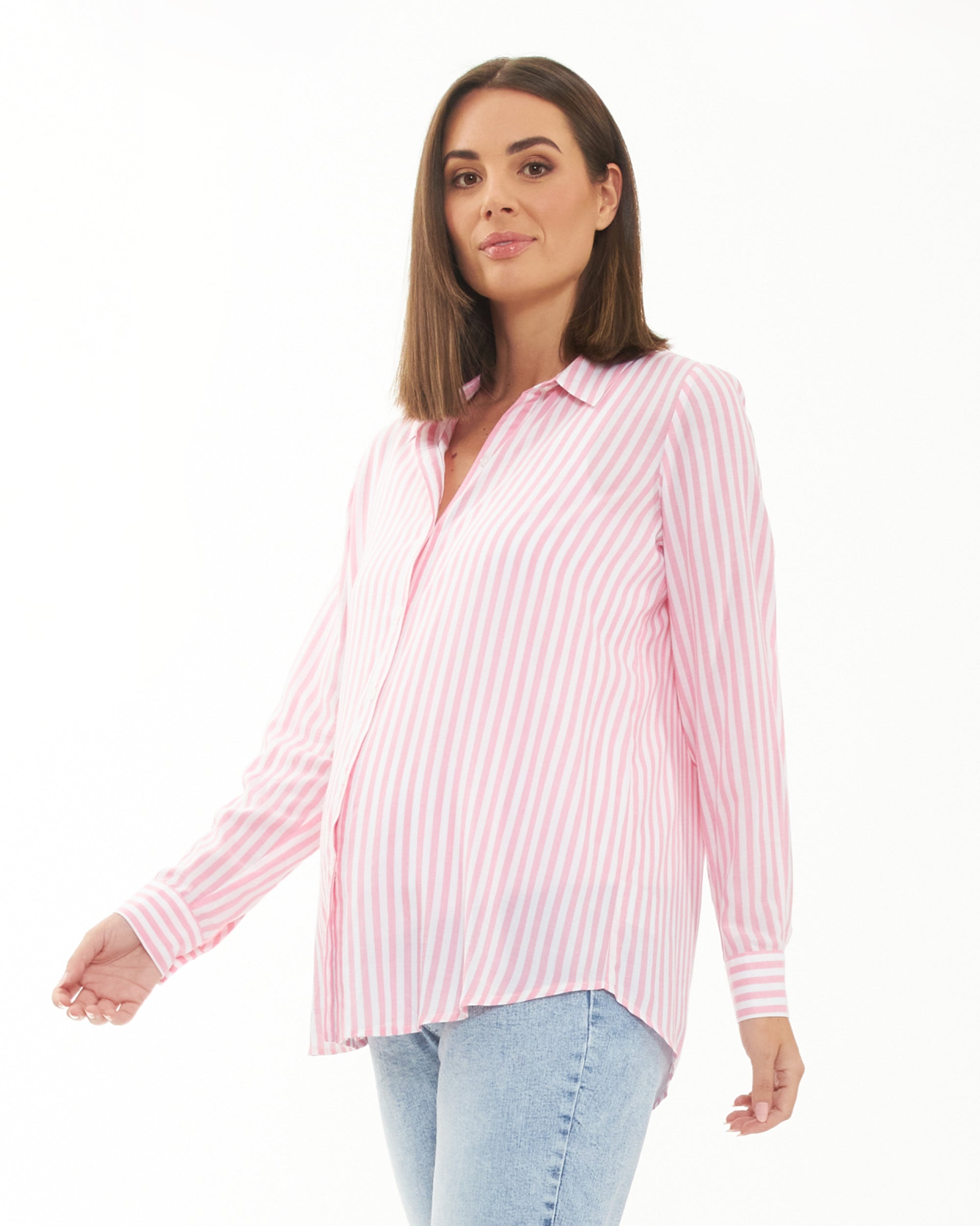 Emmy Stripe Shirt Bubble Gum / White