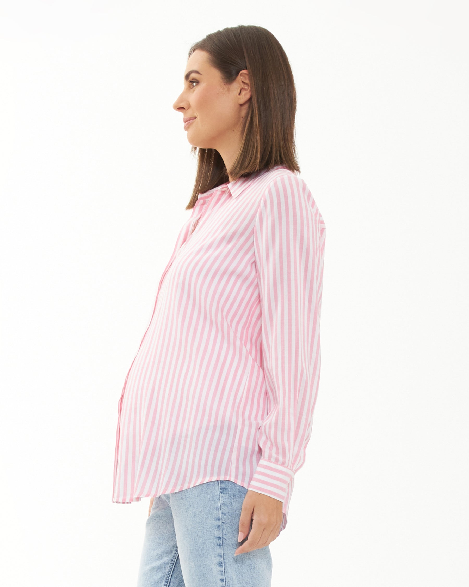 Emmy Stripe Shirt Bubble Gum / White