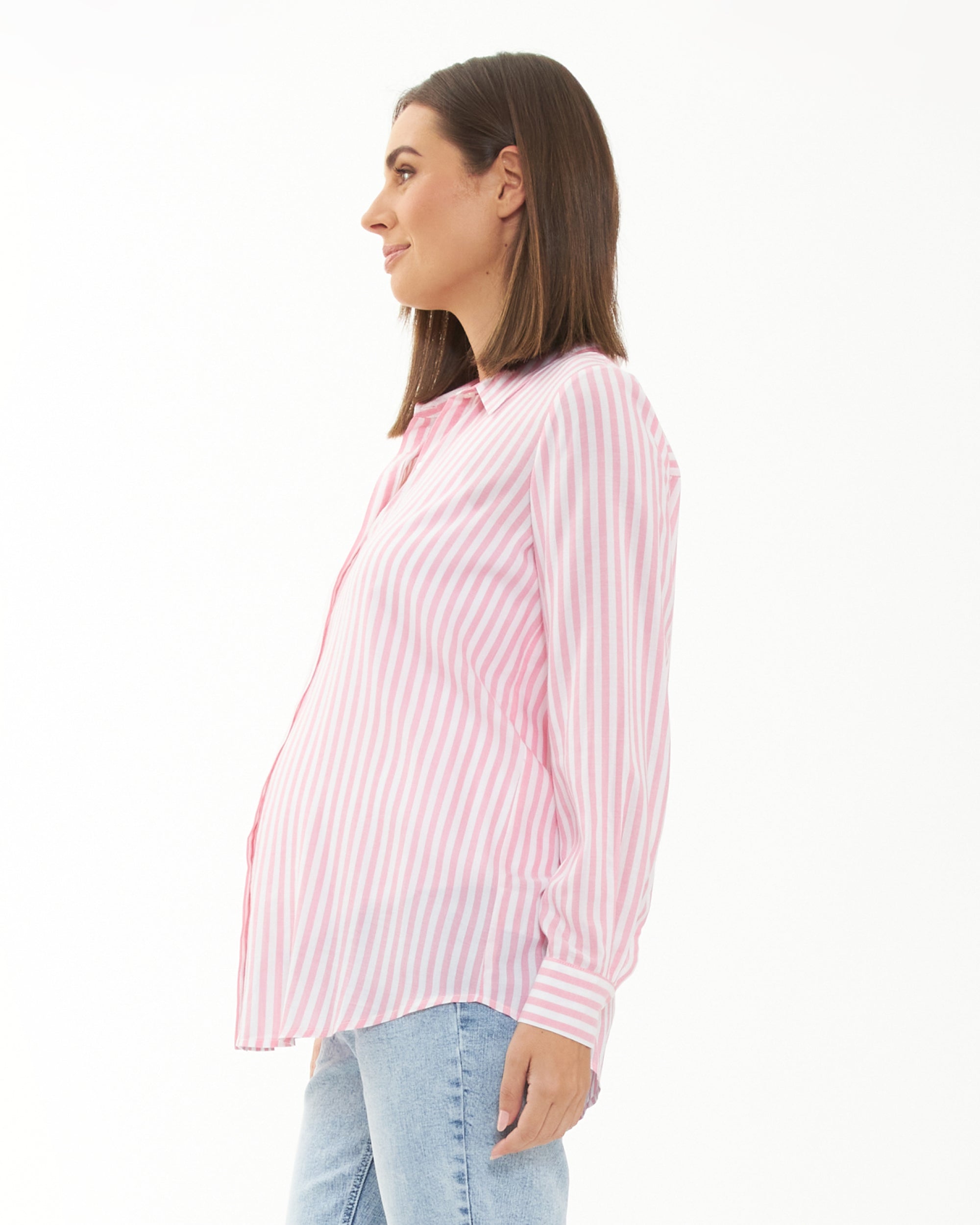 Emmy Stripe Shirt Bubble Gum / White