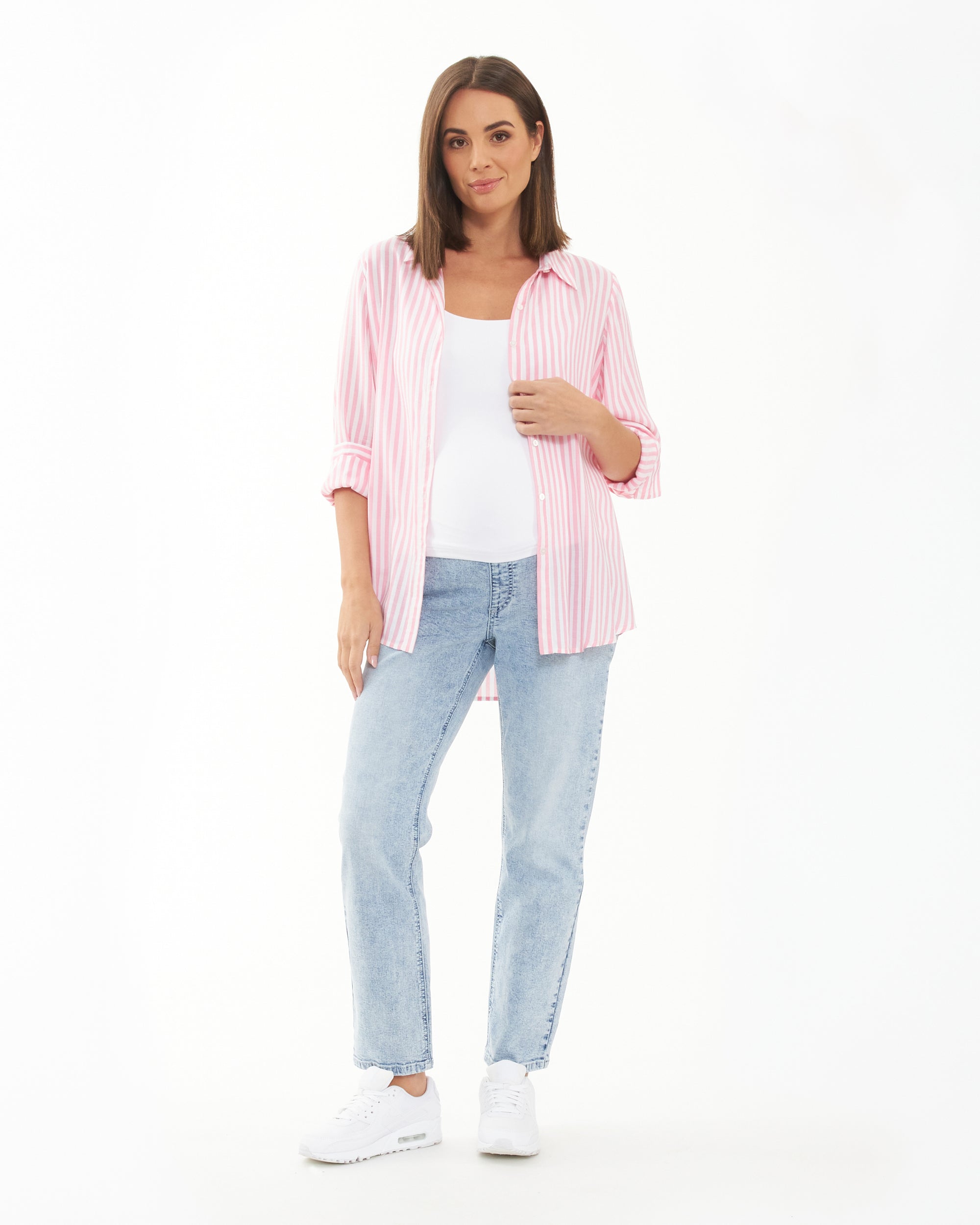 Emmy Stripe Shirt Bubble Gum / White