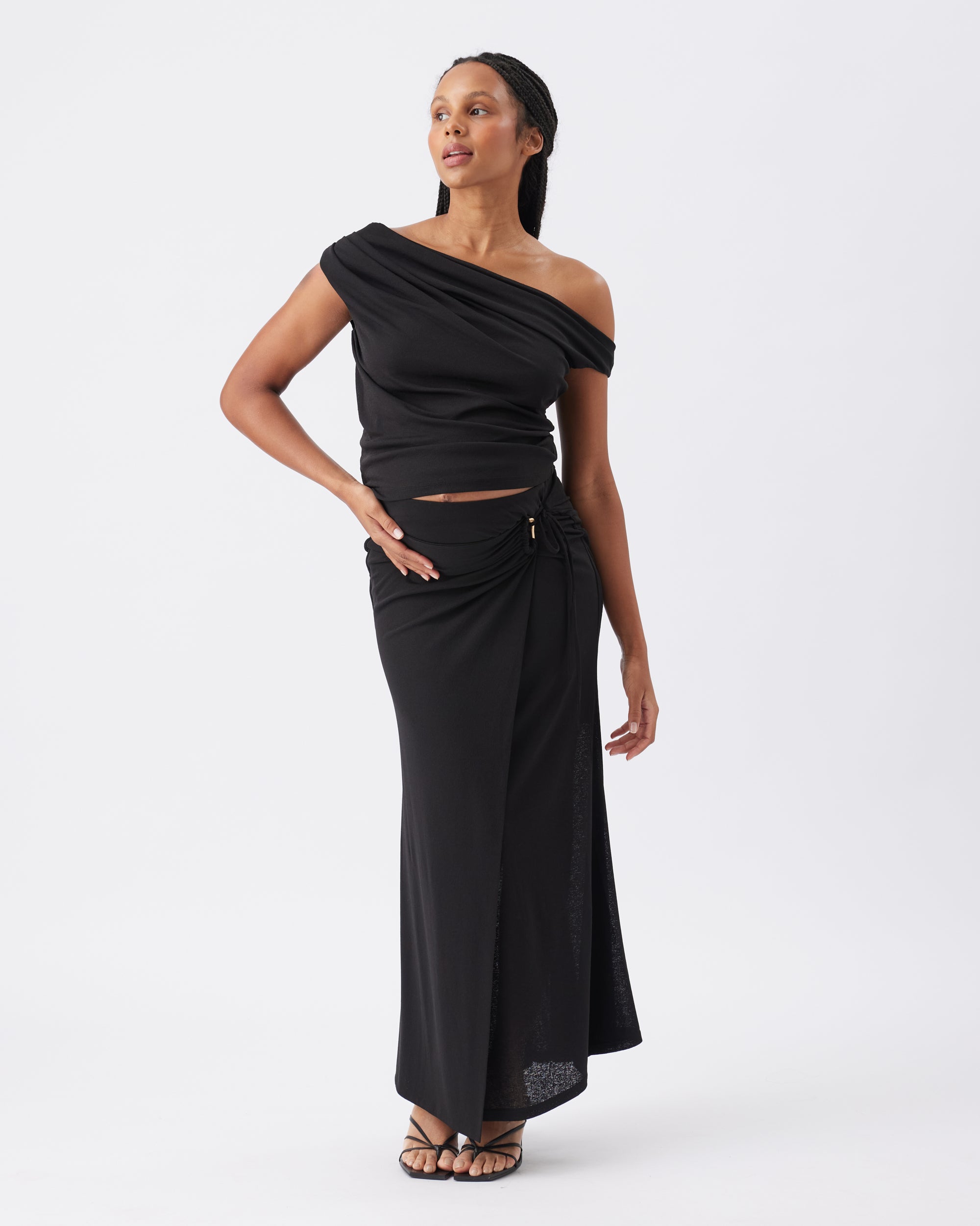 Rhi Mock Wrap Skirt Black