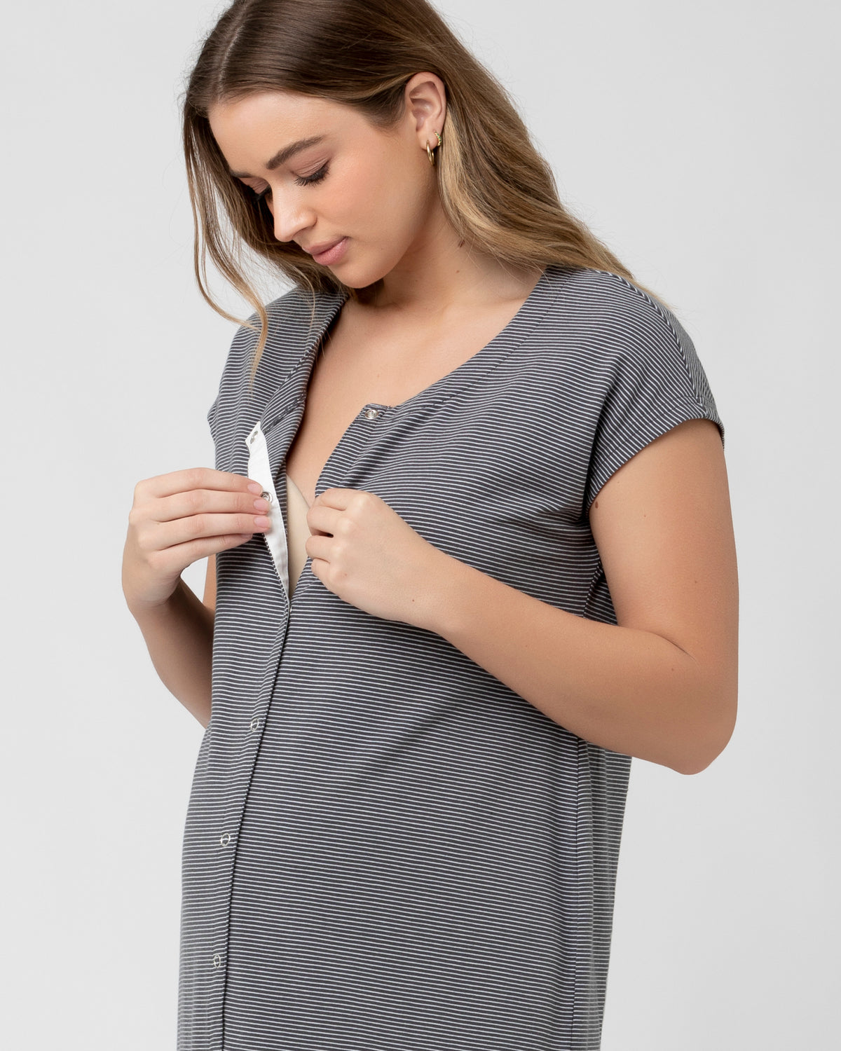 Blake Organic Short Sleeve Nightie Gunship / White