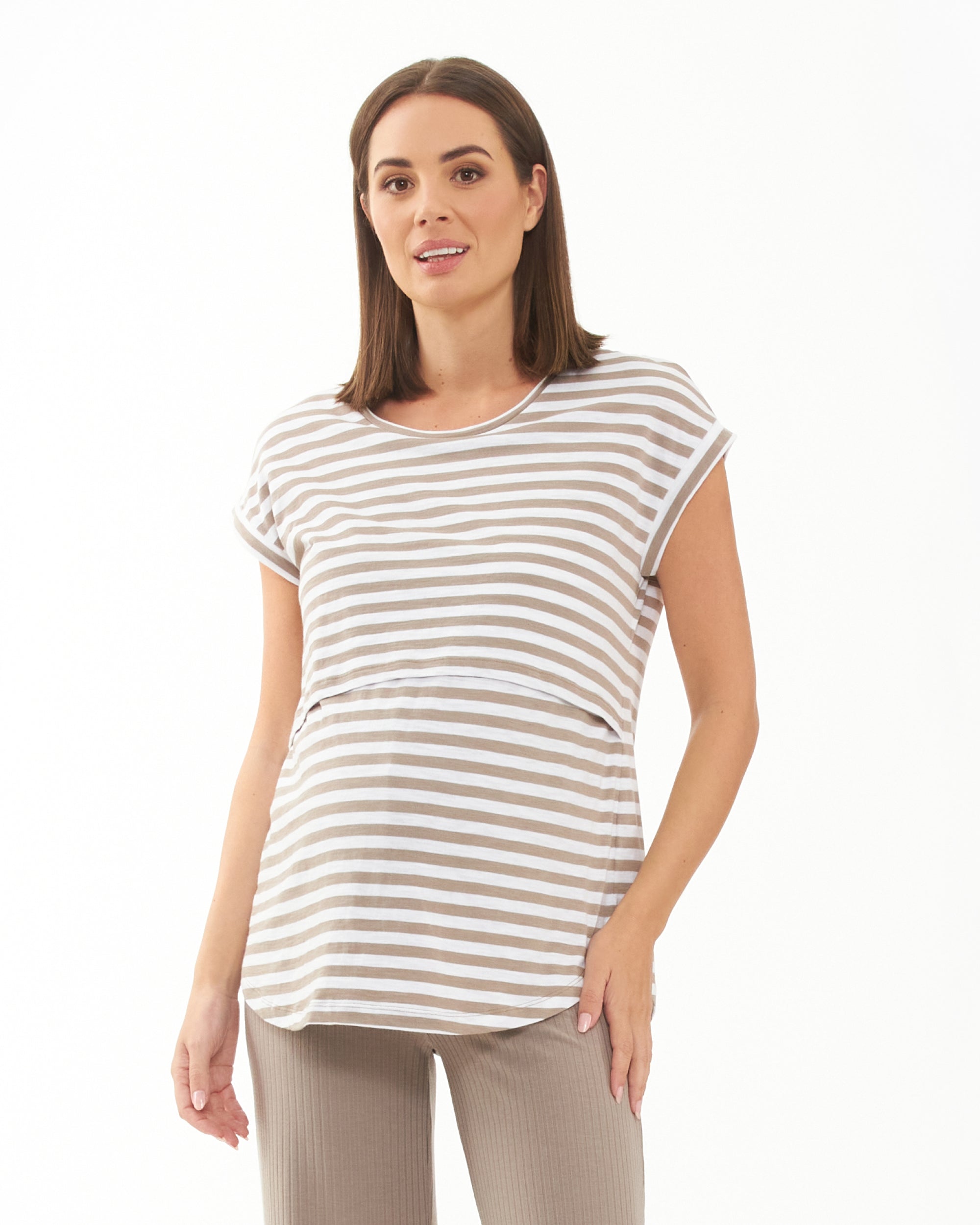 Lionel Nursing Tee Taupe / White