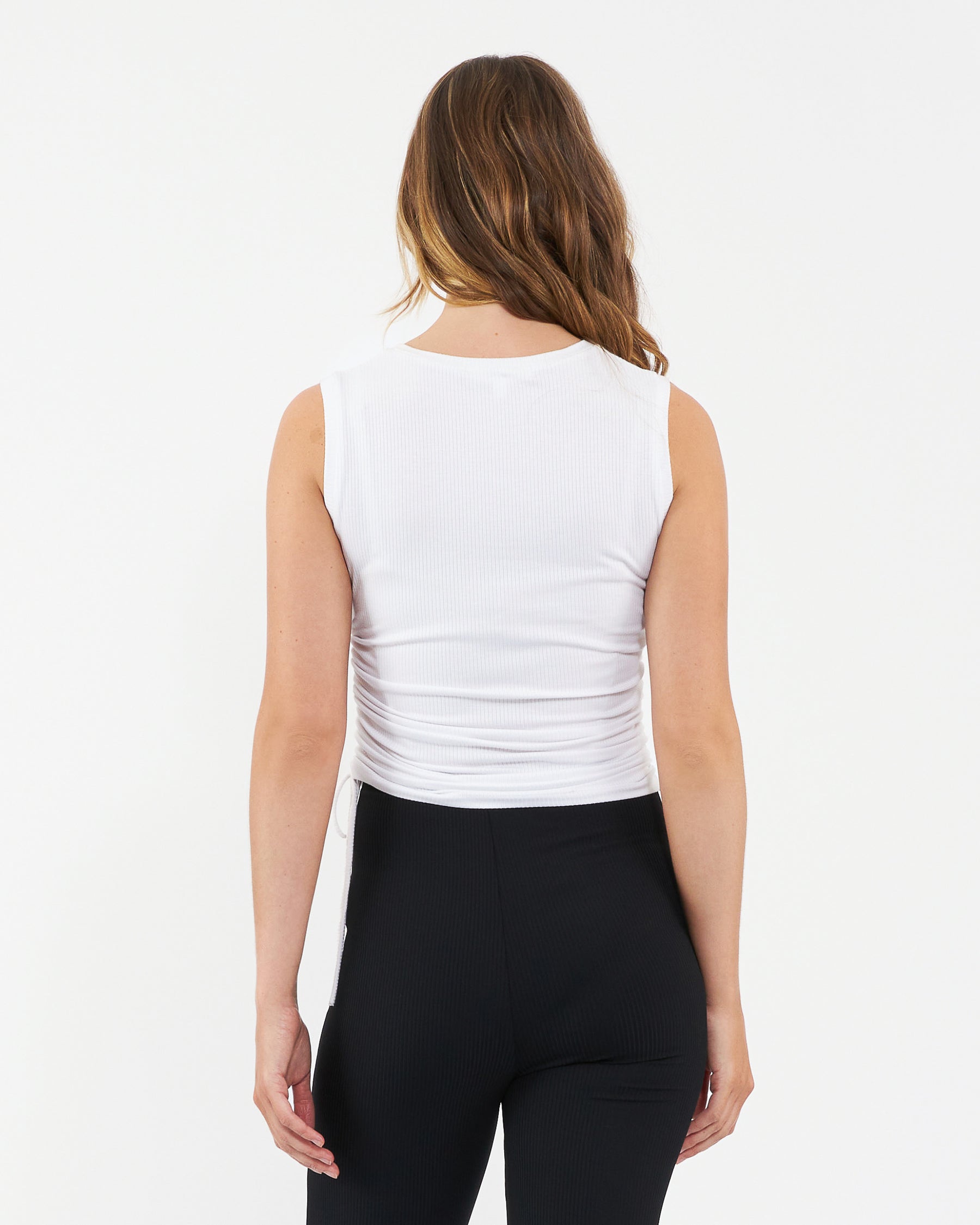 Jodie Ruched Rib Tank White