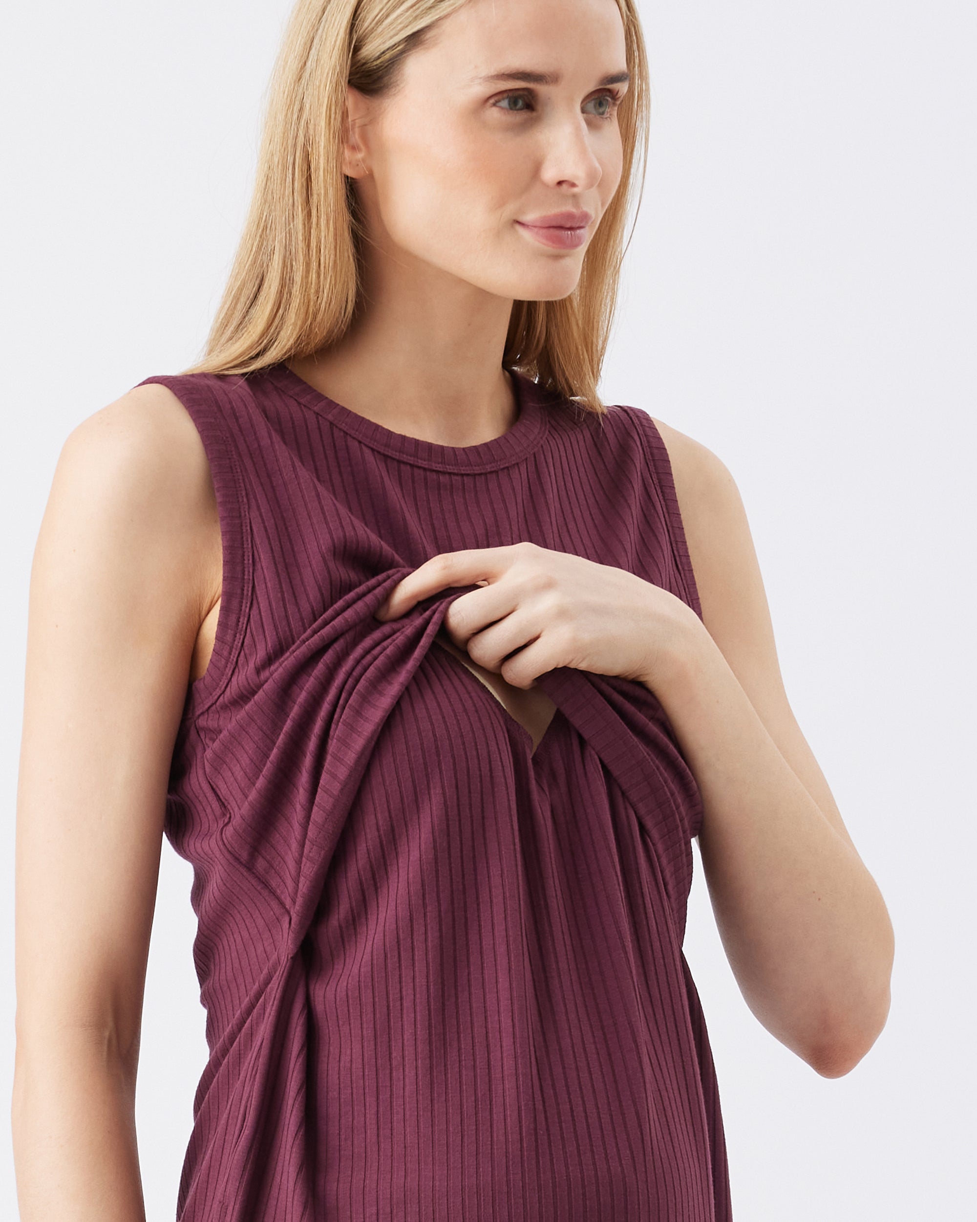 Peter Rib Nursing Tank Maroon