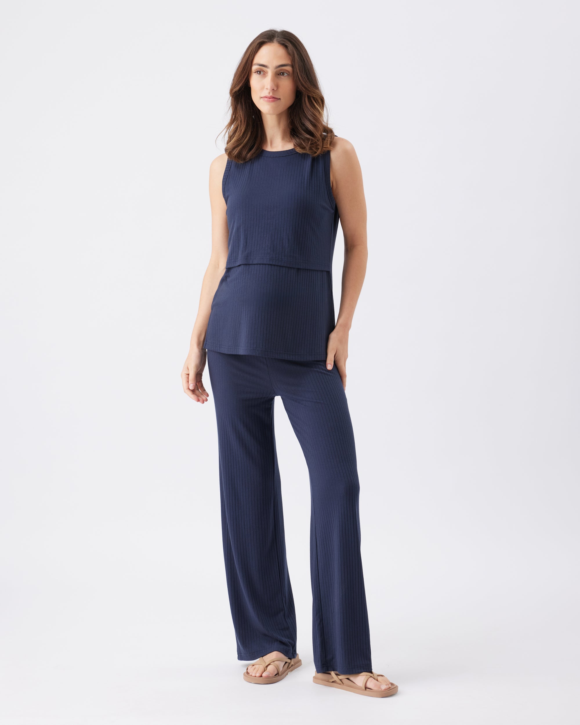 Peter Rib Nursing Tank Navy