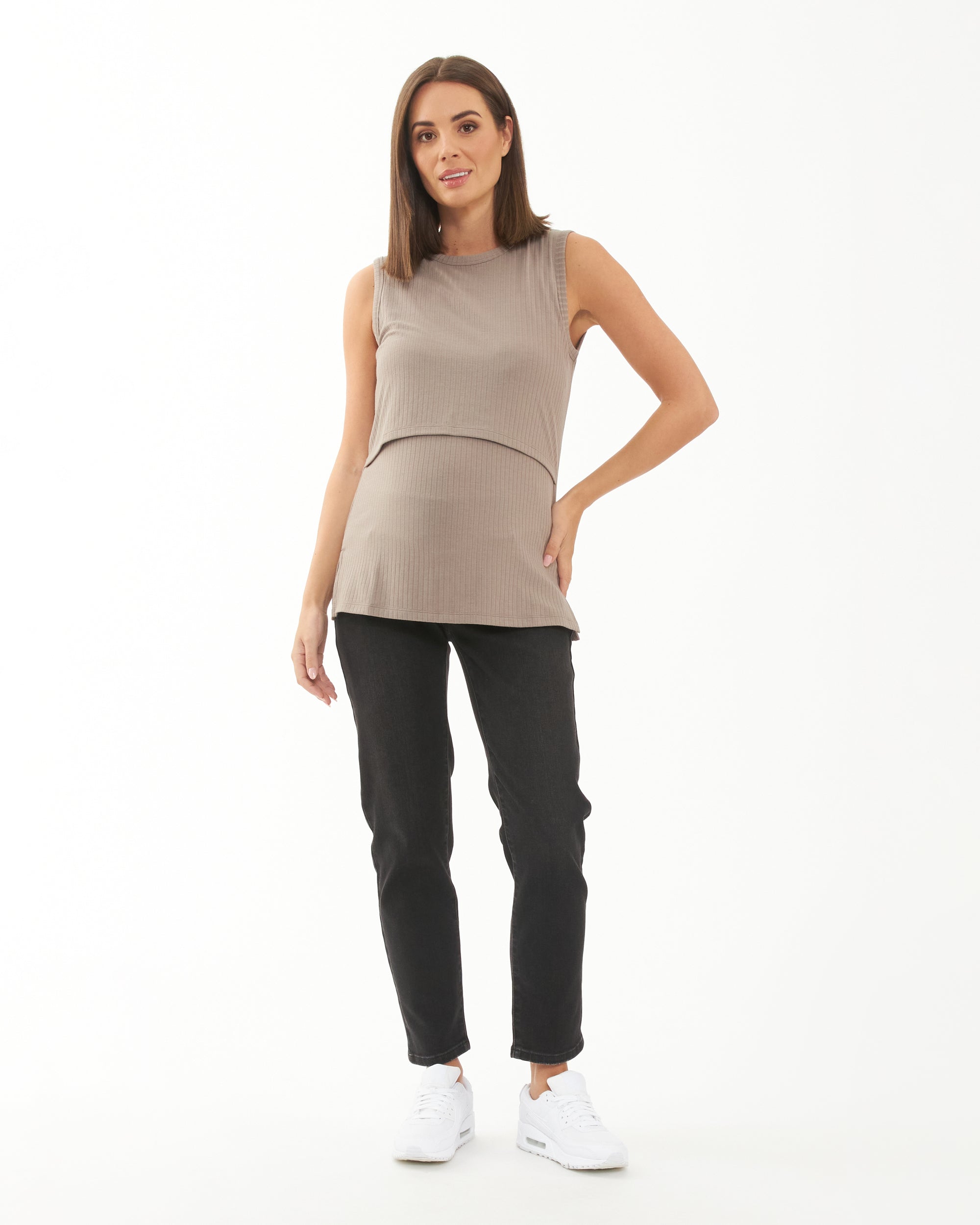 Peter Rib Nursing Tank Taupe