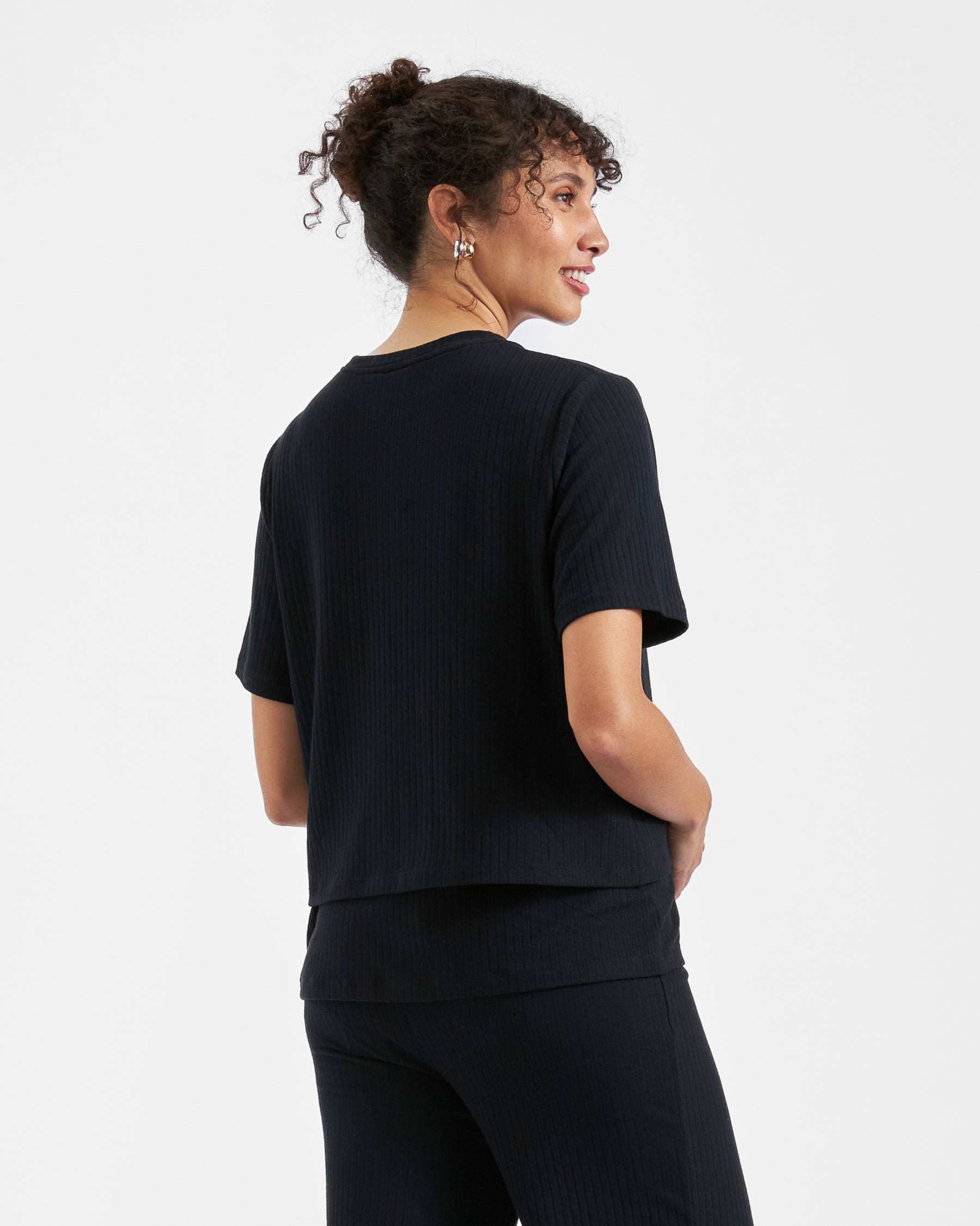 Mike Rib Nursing Top Black