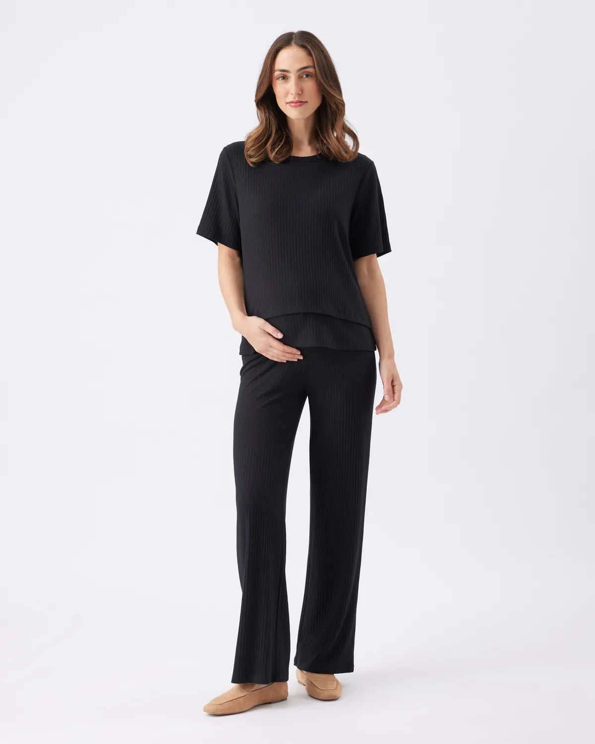 Mike Rib Nursing Top Black