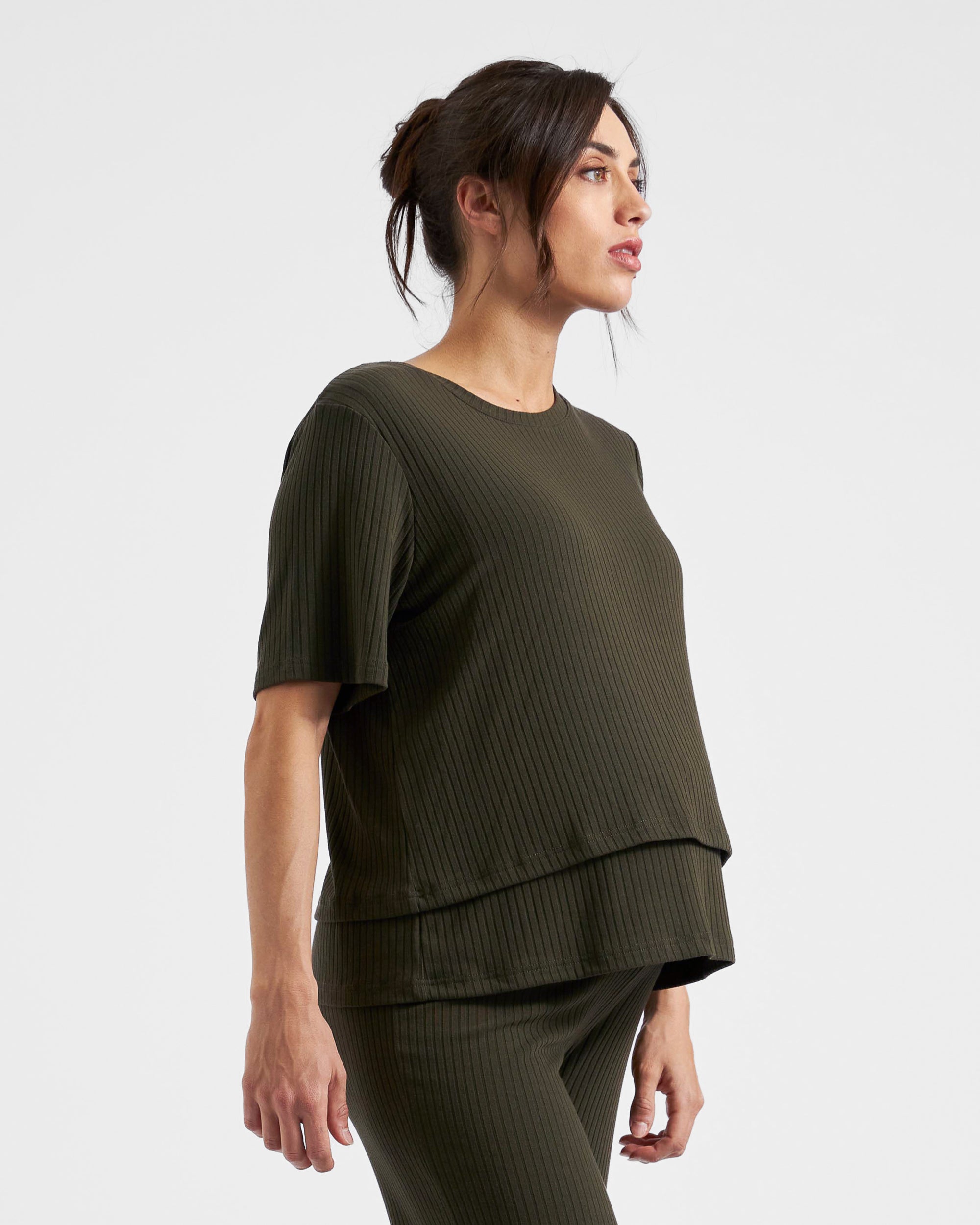 Mike Rib Nursing Top Khaki