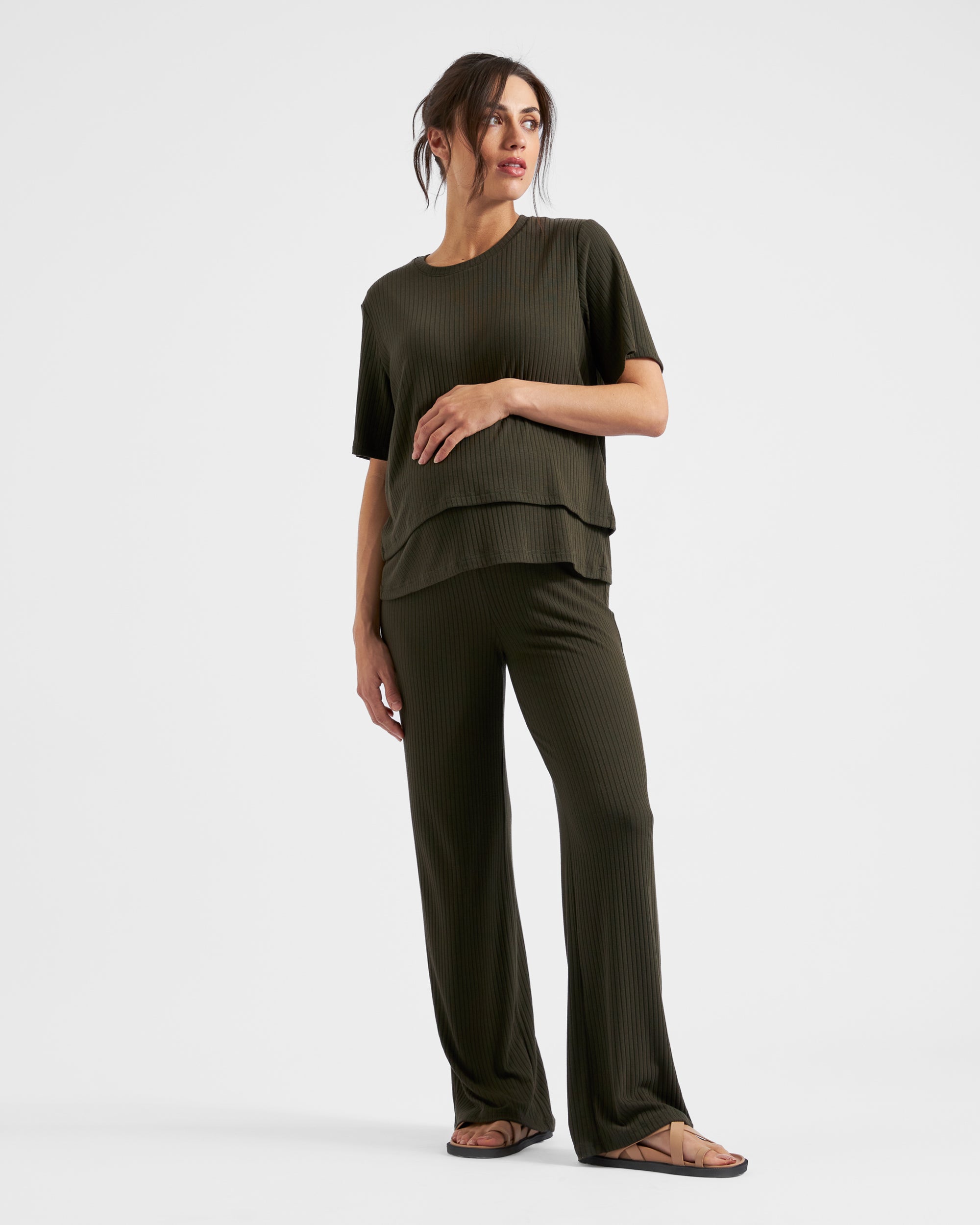 Mike Rib Nursing Top Khaki