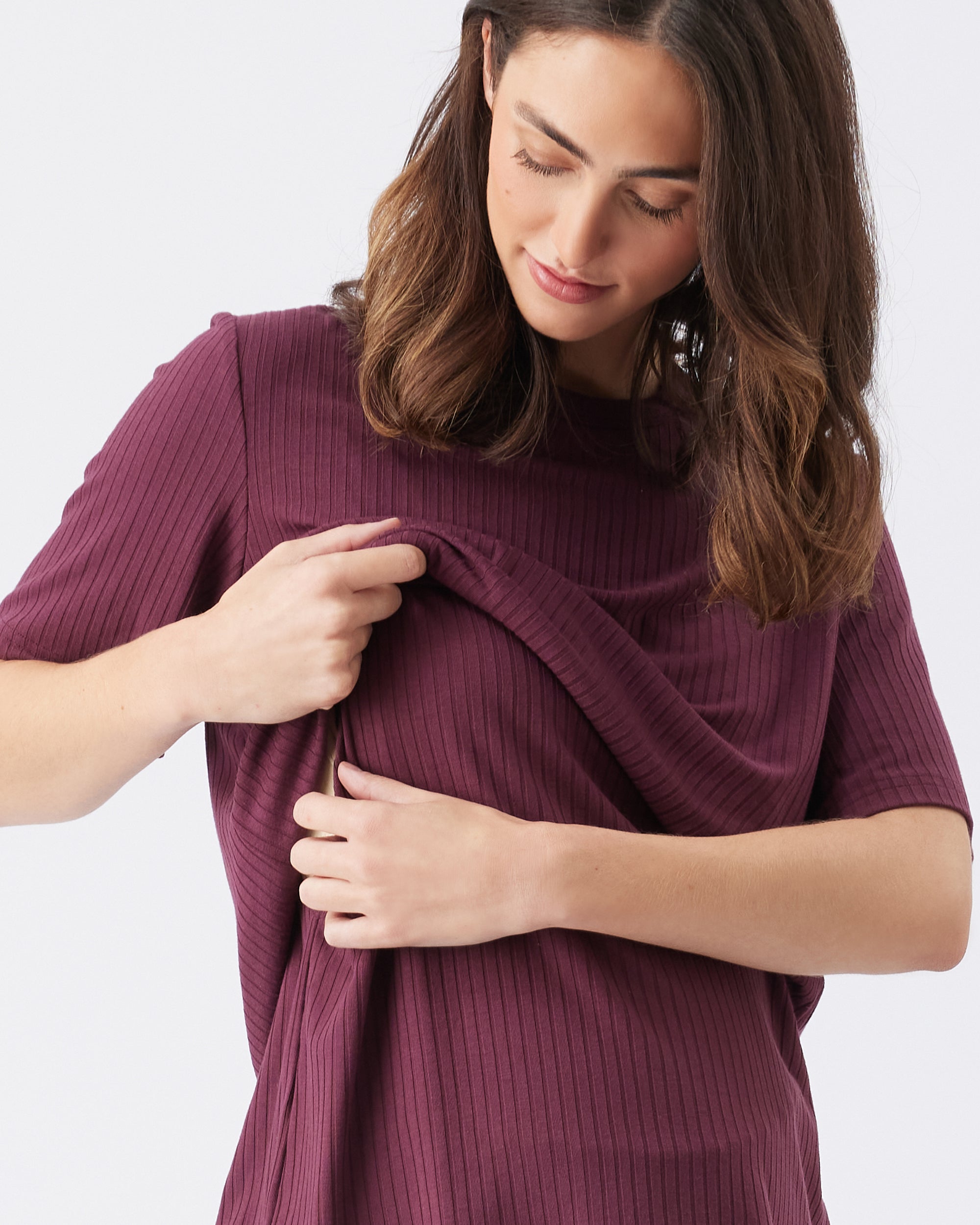 Mike Rib Nursing Top Maroon