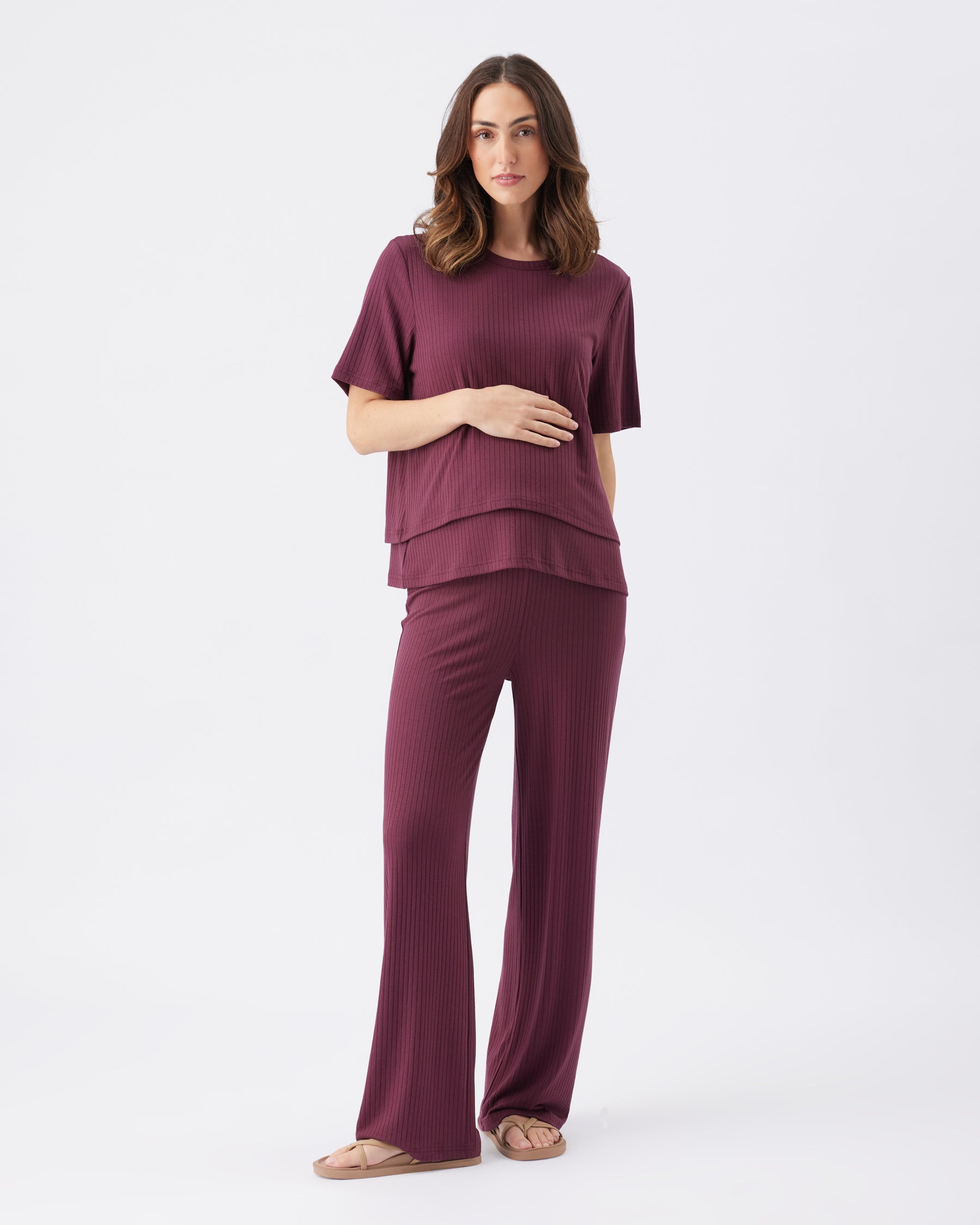 Mike Rib Nursing Top Maroon