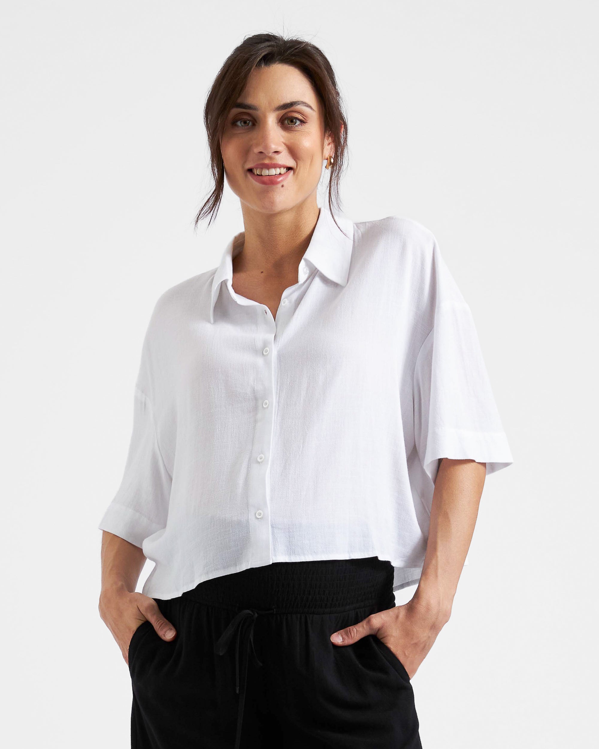 Farrah Crop Shirt White