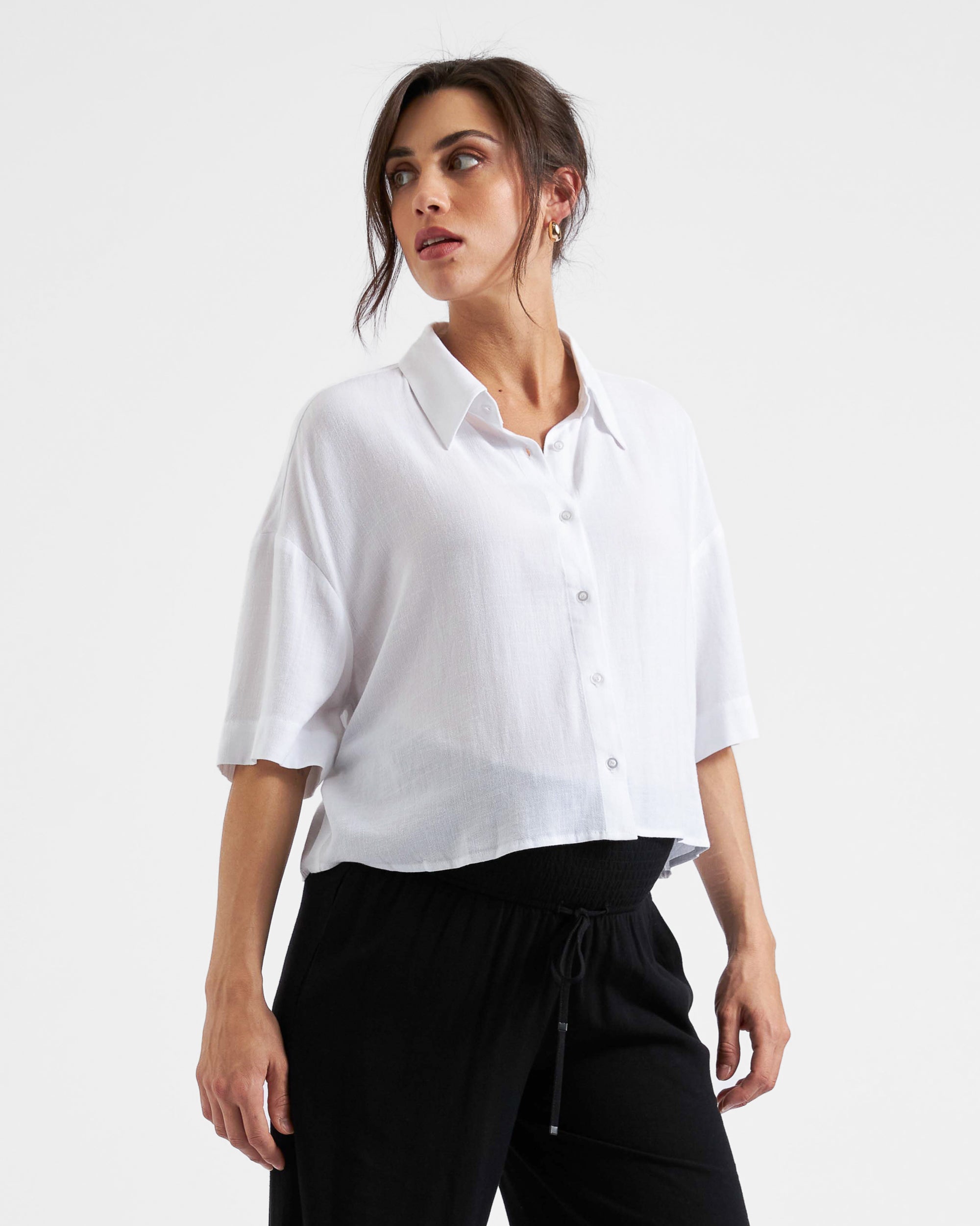 Farrah Crop Shirt White