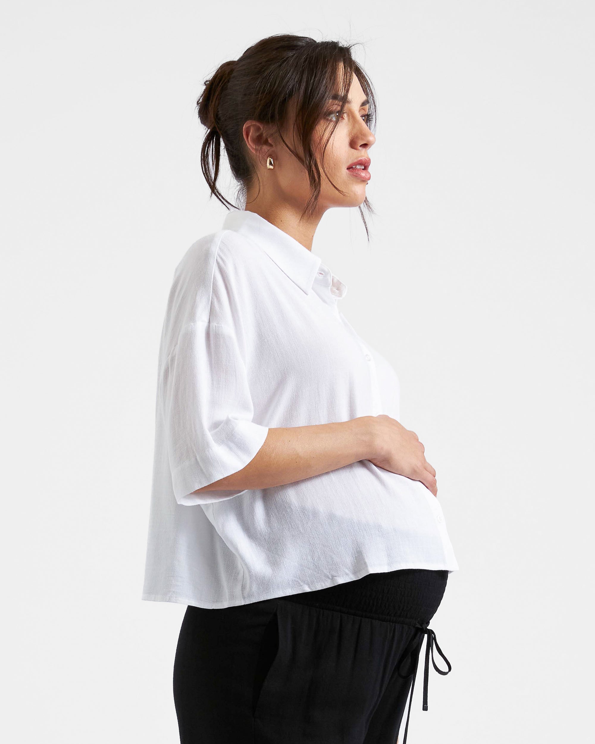 Farrah Crop Shirt White
