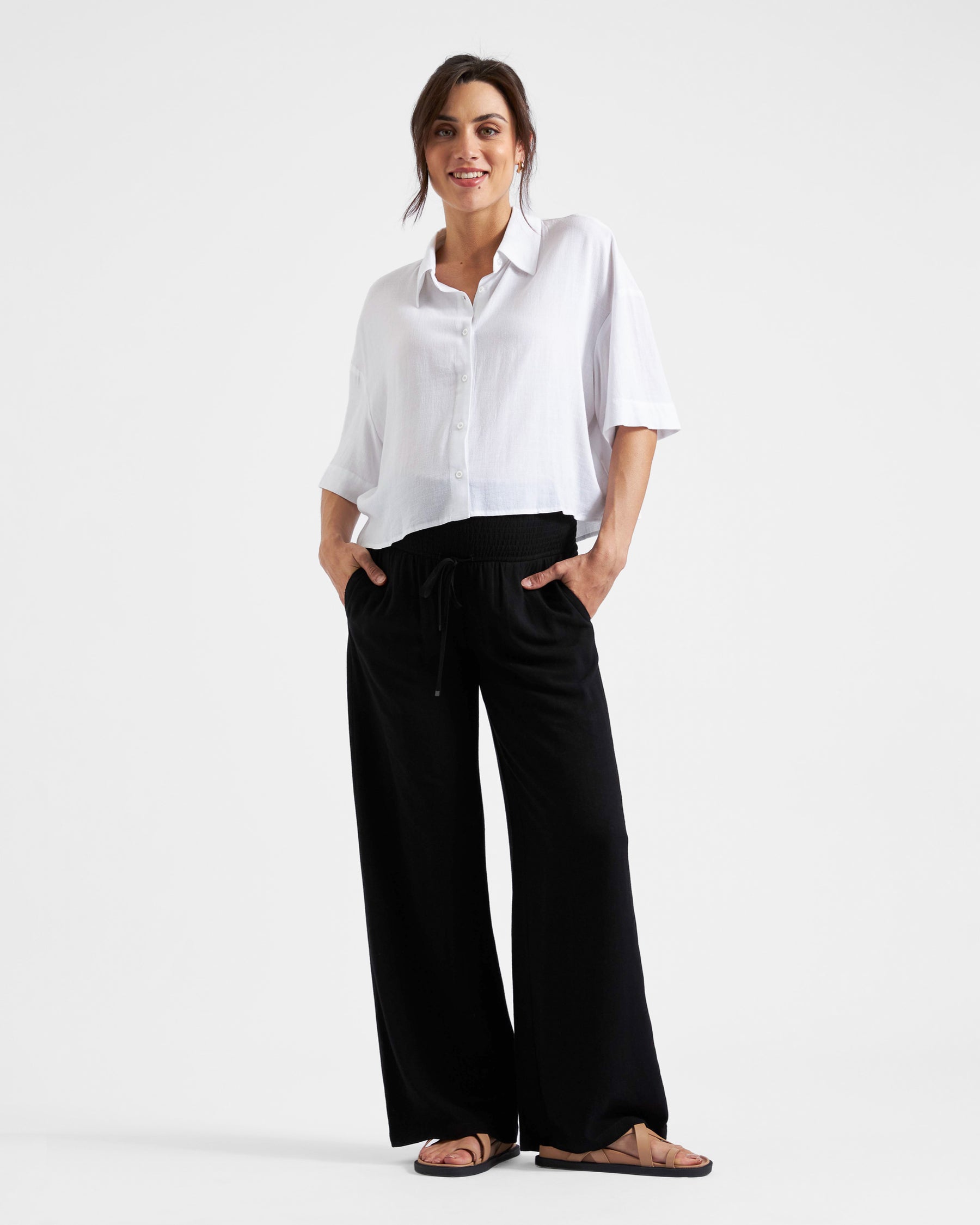 Farrah Crop Shirt White