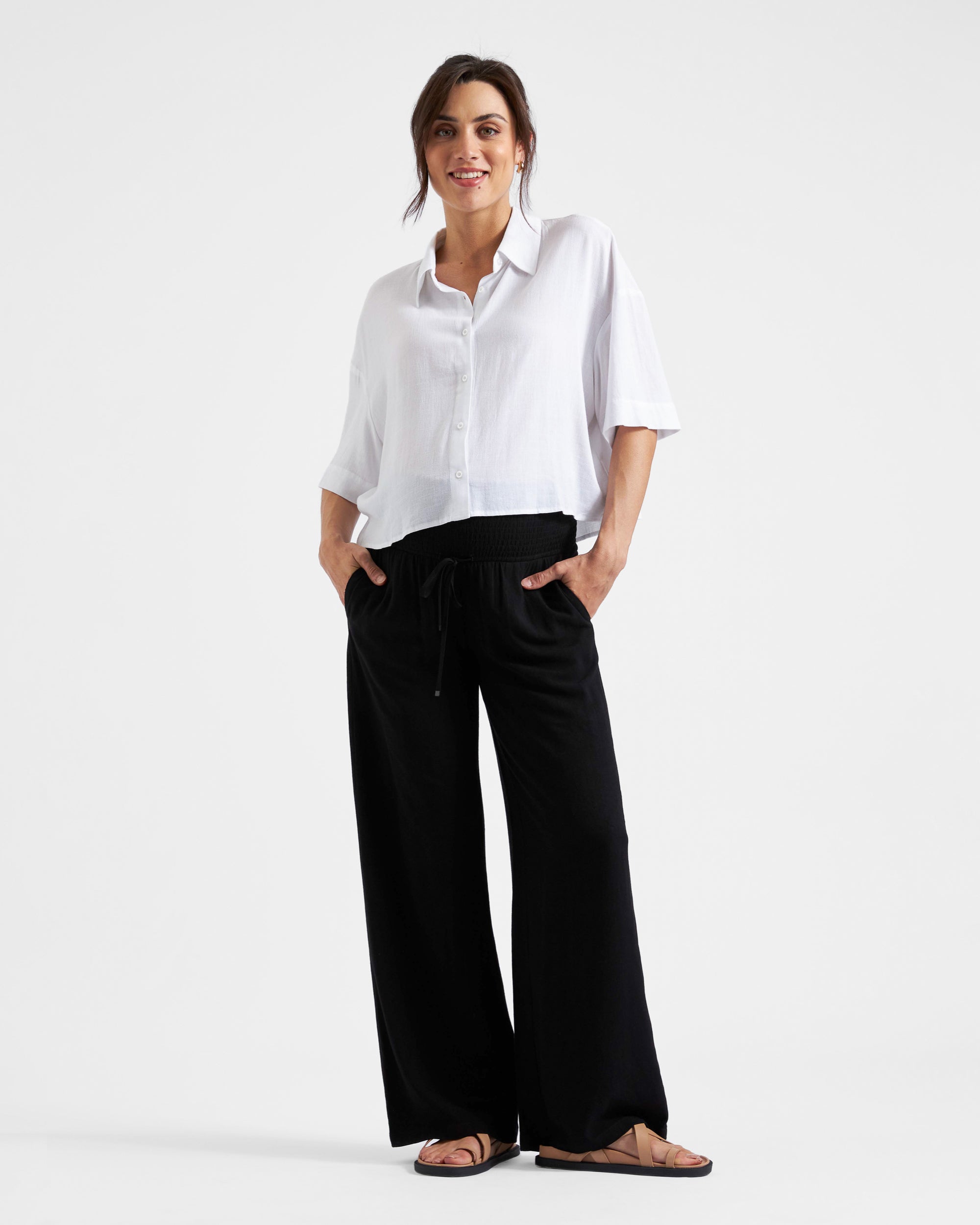 Farrah Crop Shirt White