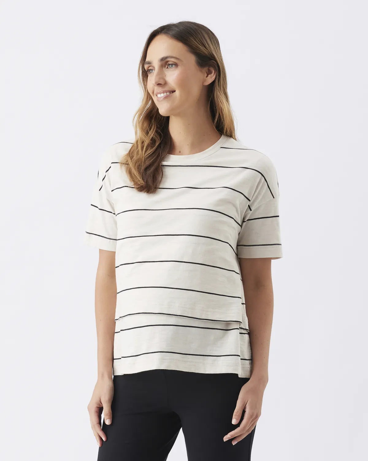 Claudette Nursing Tee Ecru / Black