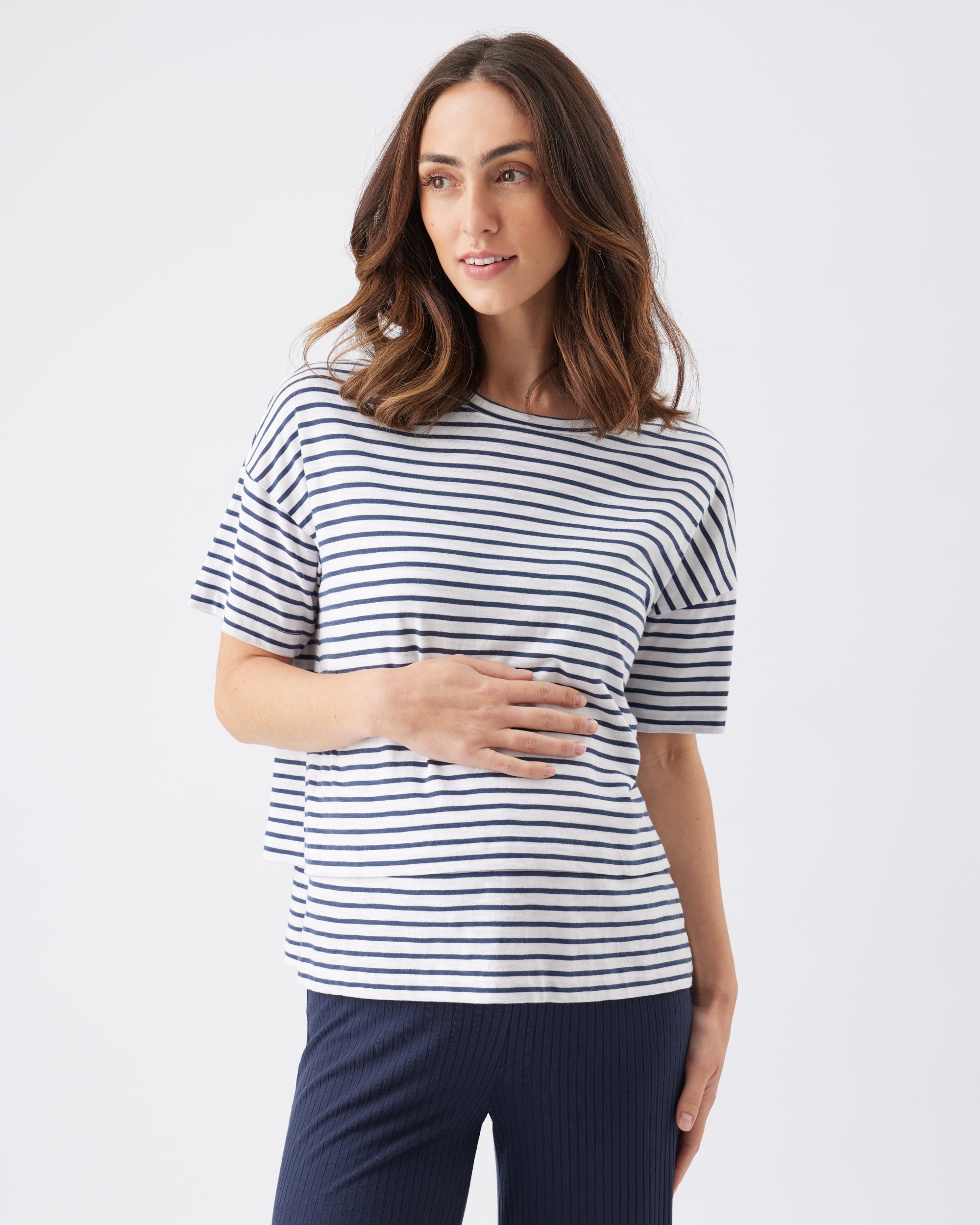 Claudette Nursing Tee White / Ink