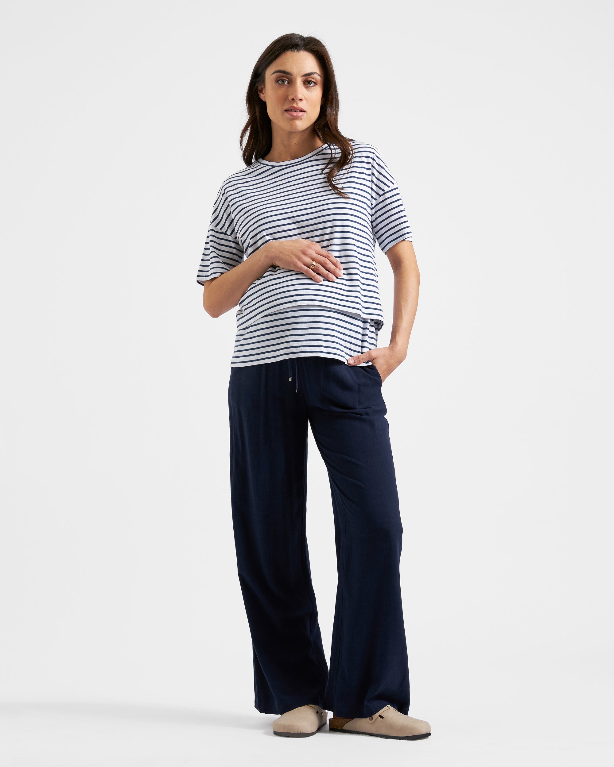 Claudette Nursing Tee White / Ink