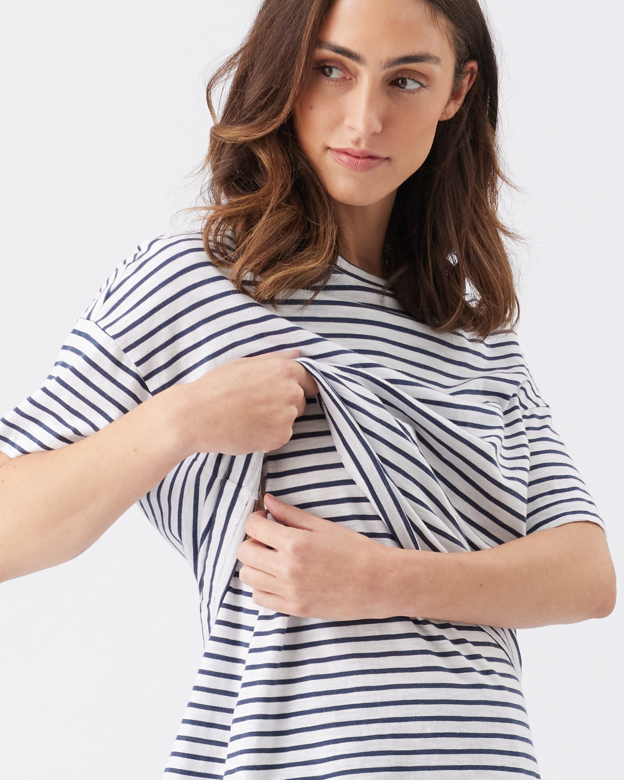 Claudette Nursing Tee White / Ink